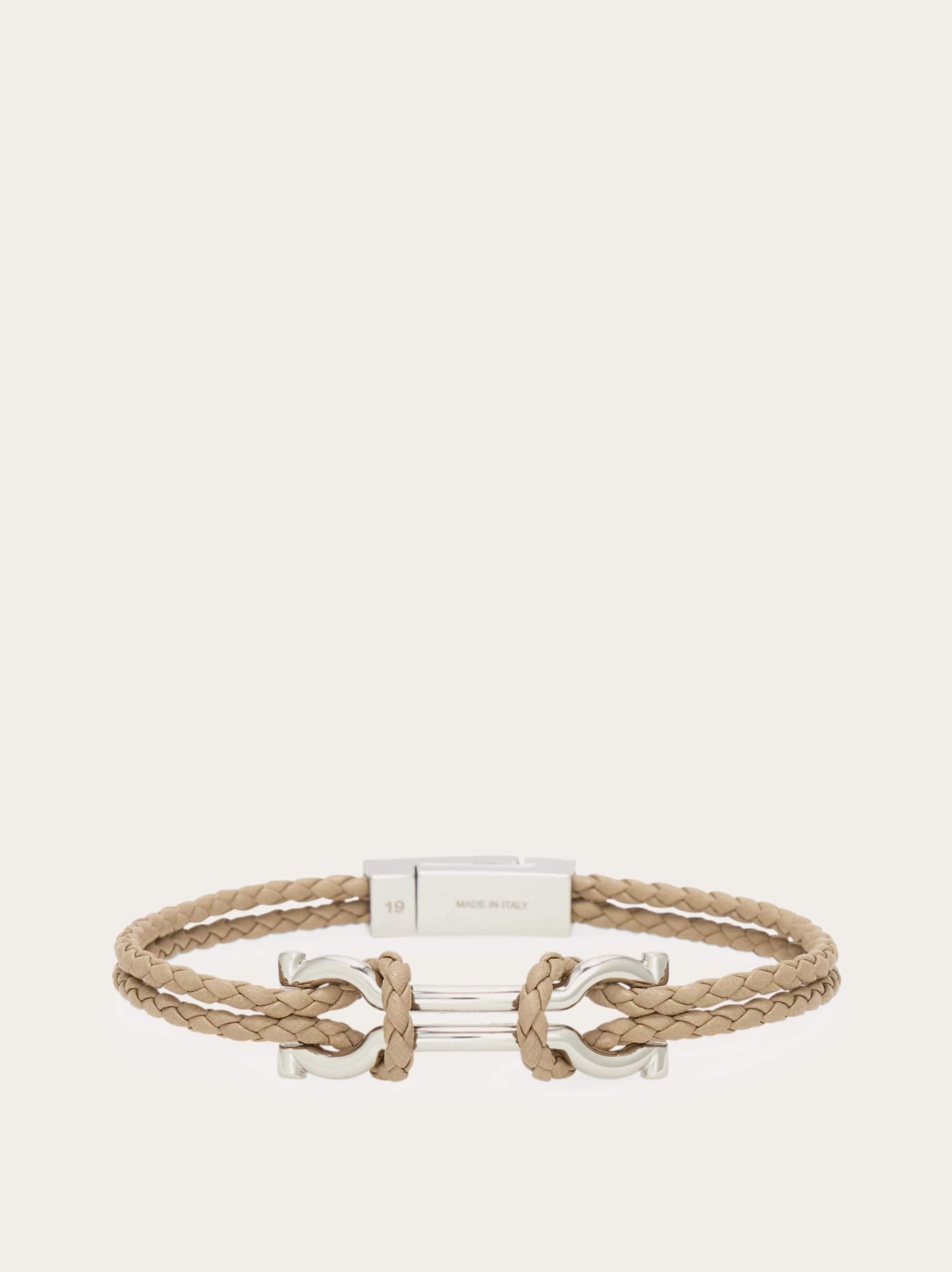 Ferragamo Men Double Gancini bracelet (20cm) Beige