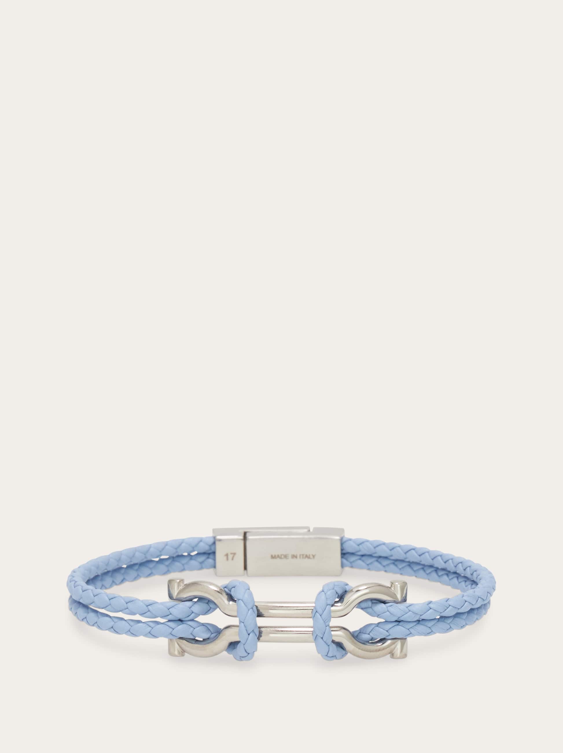 Ferragamo Uomo Bracciale con doppio Gancini (18cm) Blu