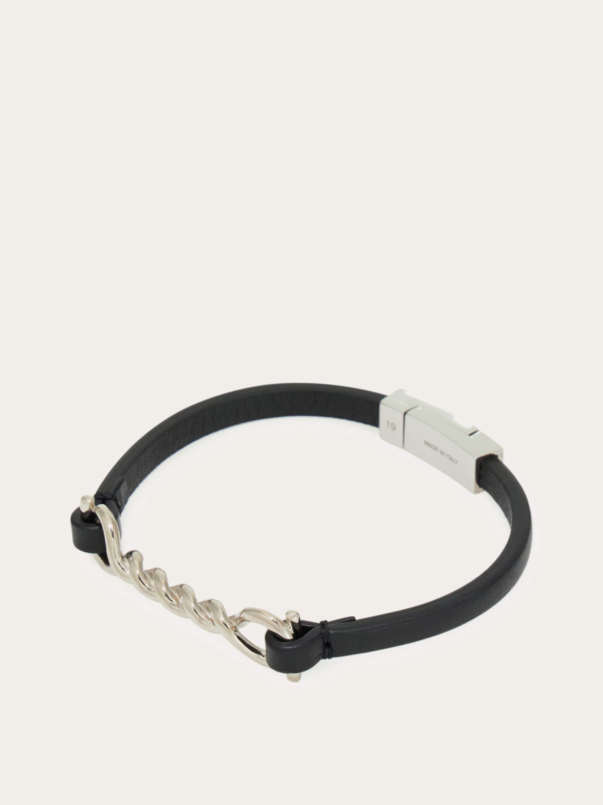  Ferragamo Herren Gancini Torchon Armband (19 Cm) Schwarz 