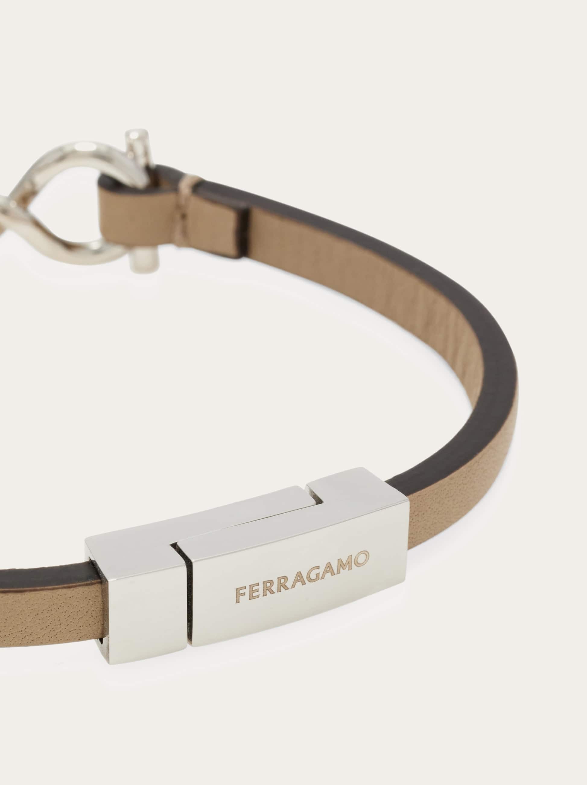  Ferragamo Herren Gancini Torchon Armband (19 Cm) Beige 