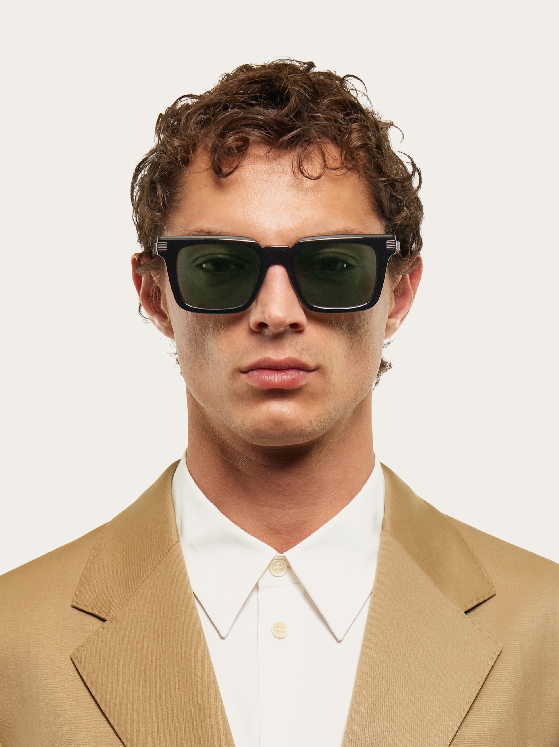  Ferragamo Men Rectangular Frame Sunglasses Black 
