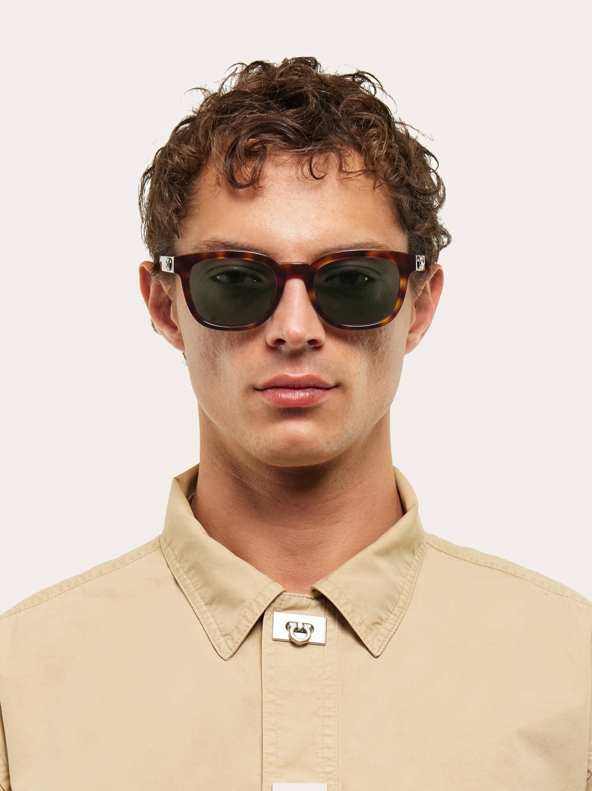  Ferragamo Men Square Frame Sunglasses Brown 