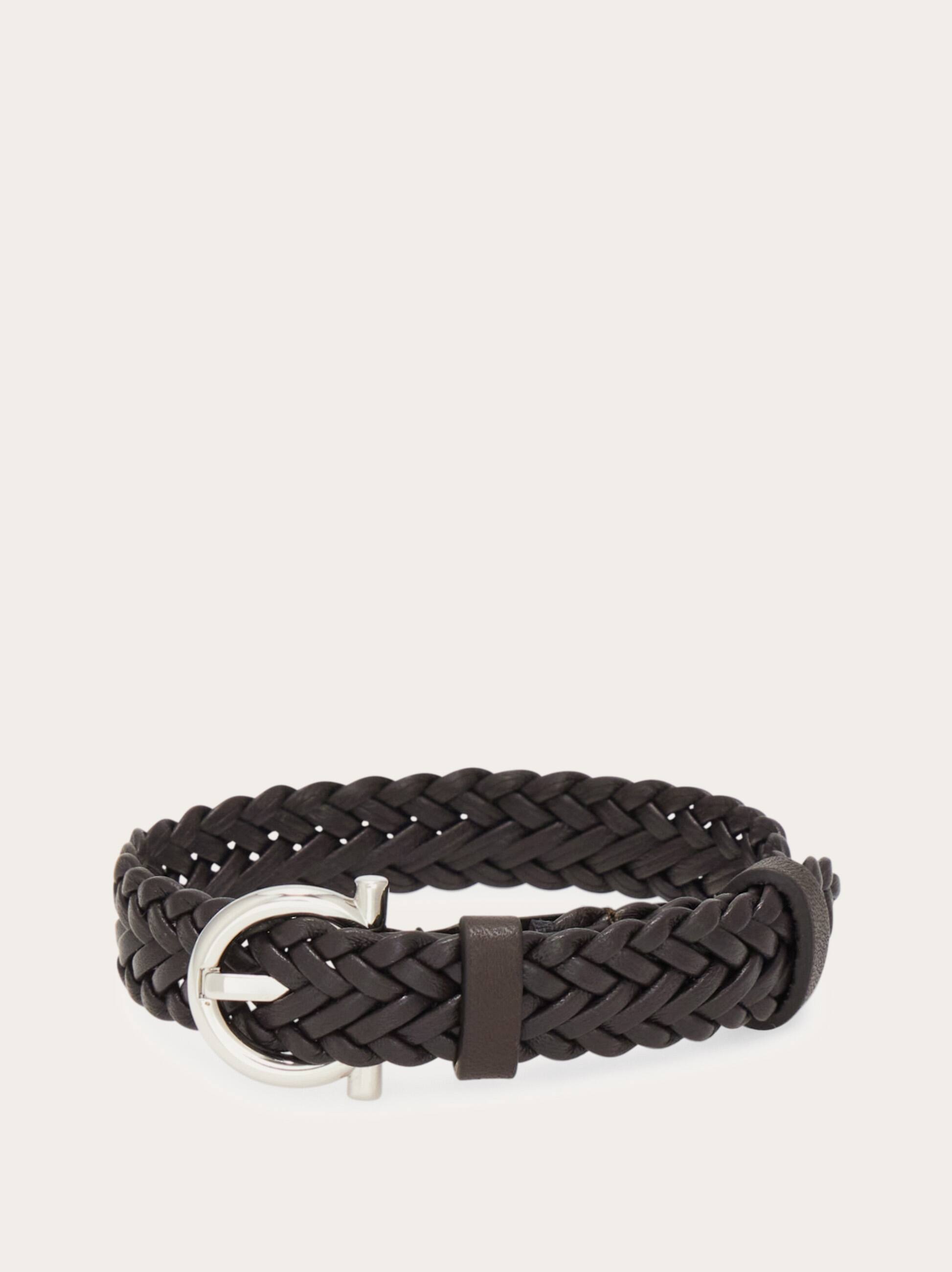 Ferragamo Men Woven bracelet with Gancini clasp Brown