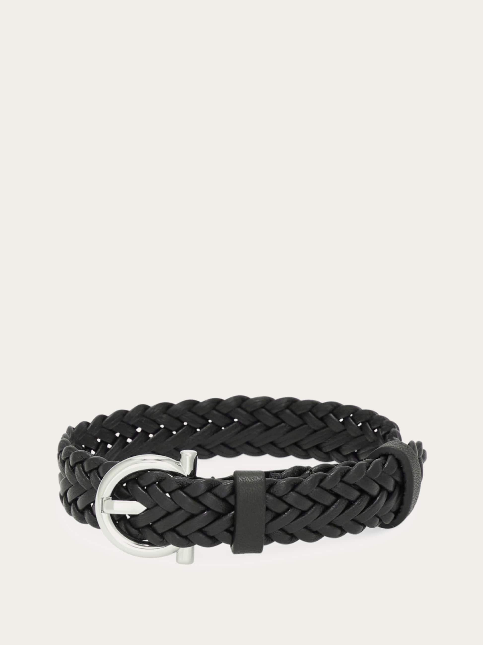 Ferragamo Men Woven bracelet with Gancini clasp Black
