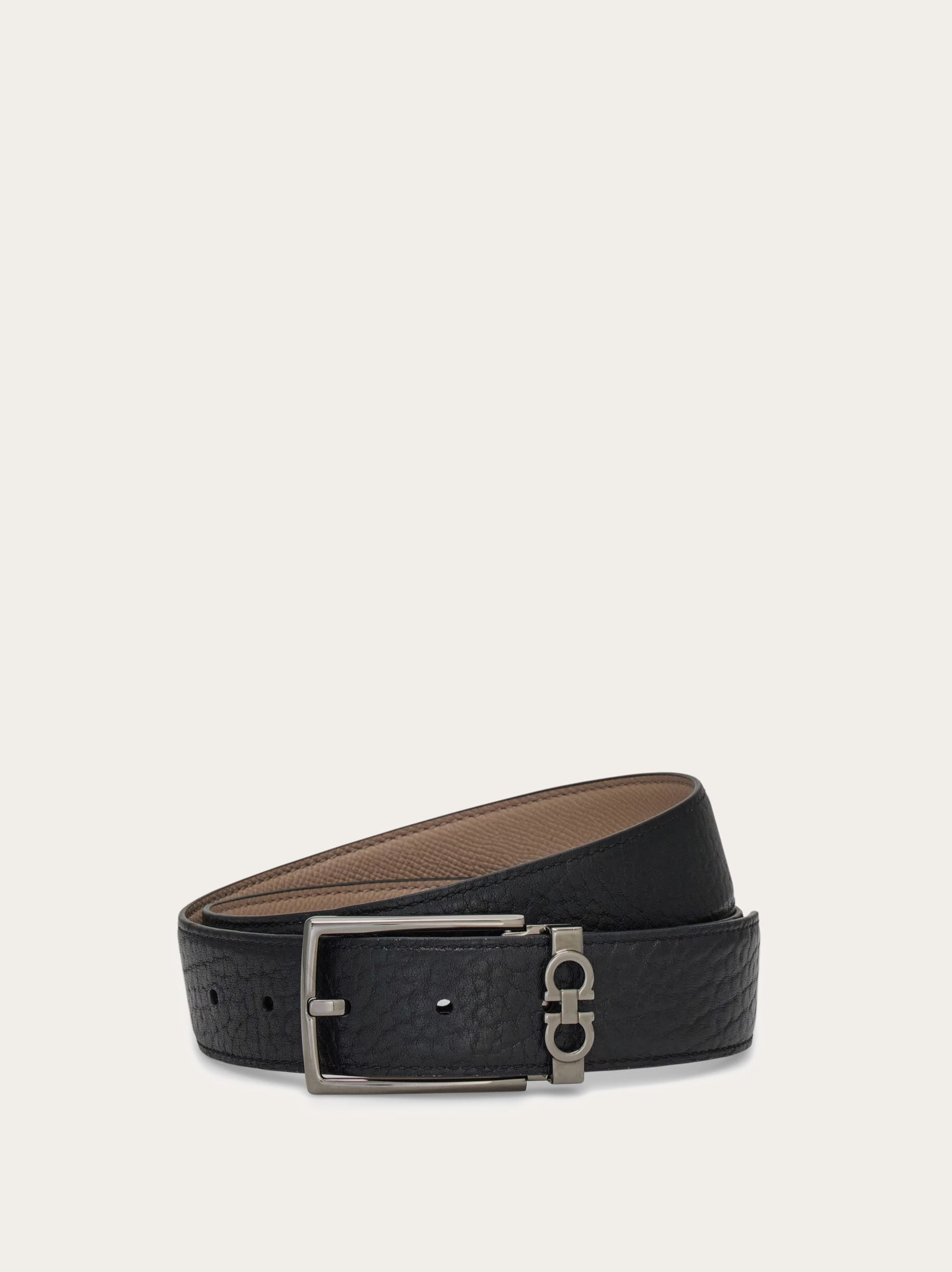 Ferragamo Uomo Cintura reversibile e regolabile con fibbia rettangolare Beige
