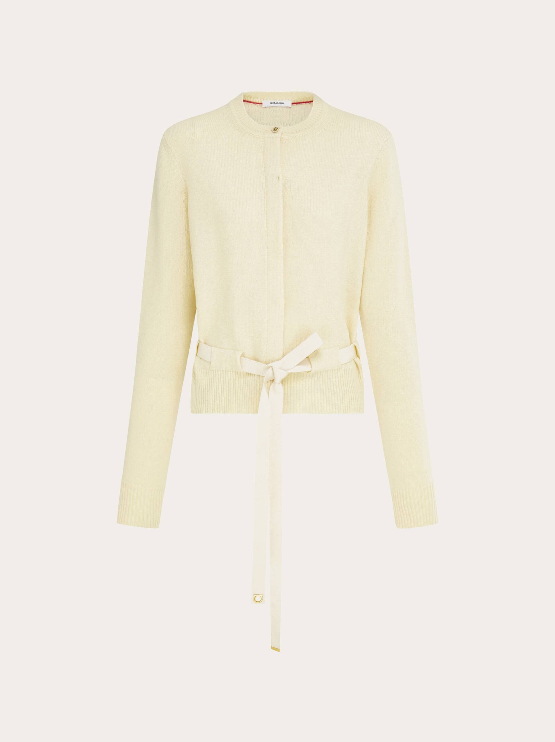 Ferragamo Donna Cardigan con cintura Bianco