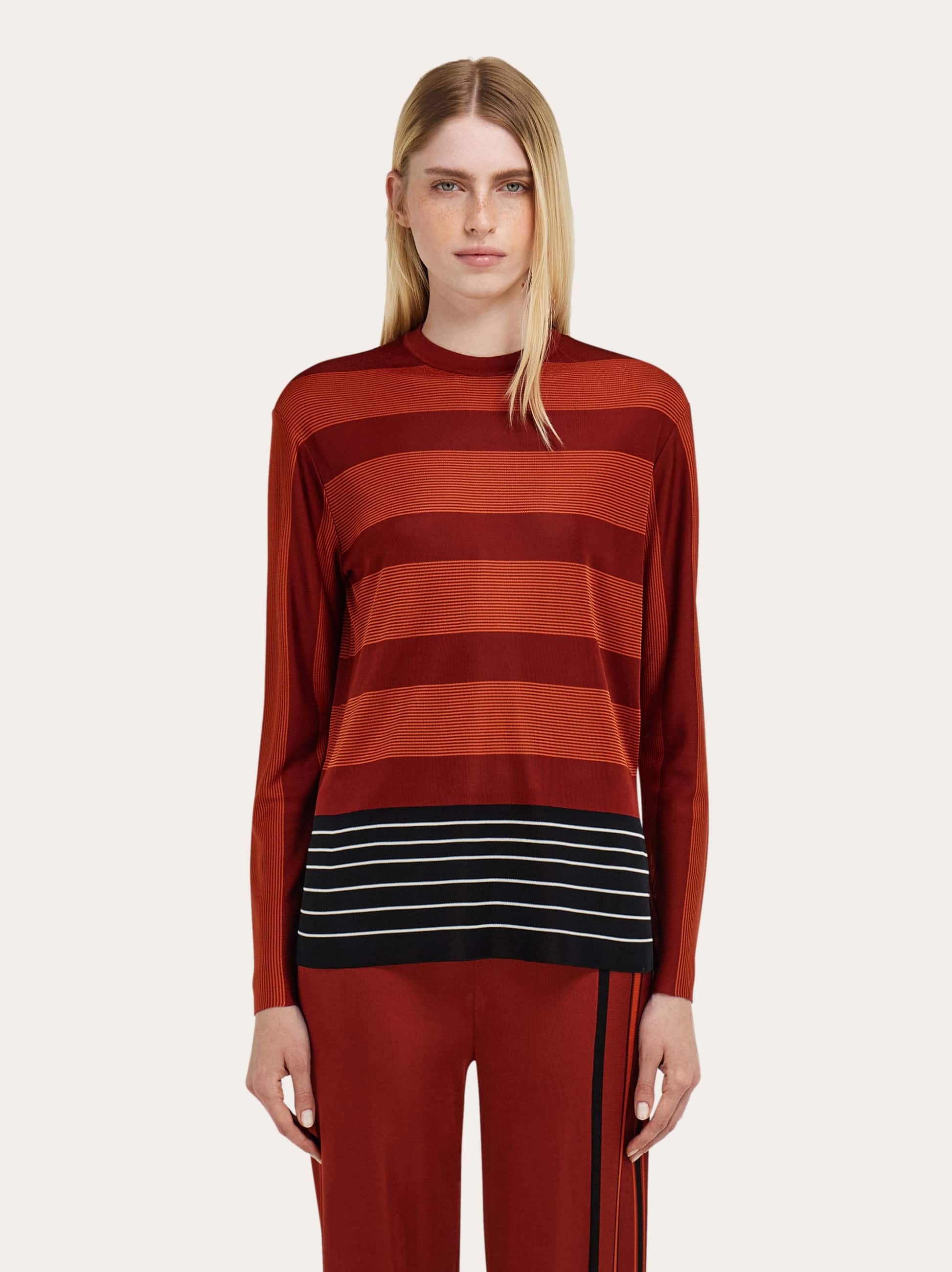  Ferragamo Femmes Pull à Rayures Rouge 