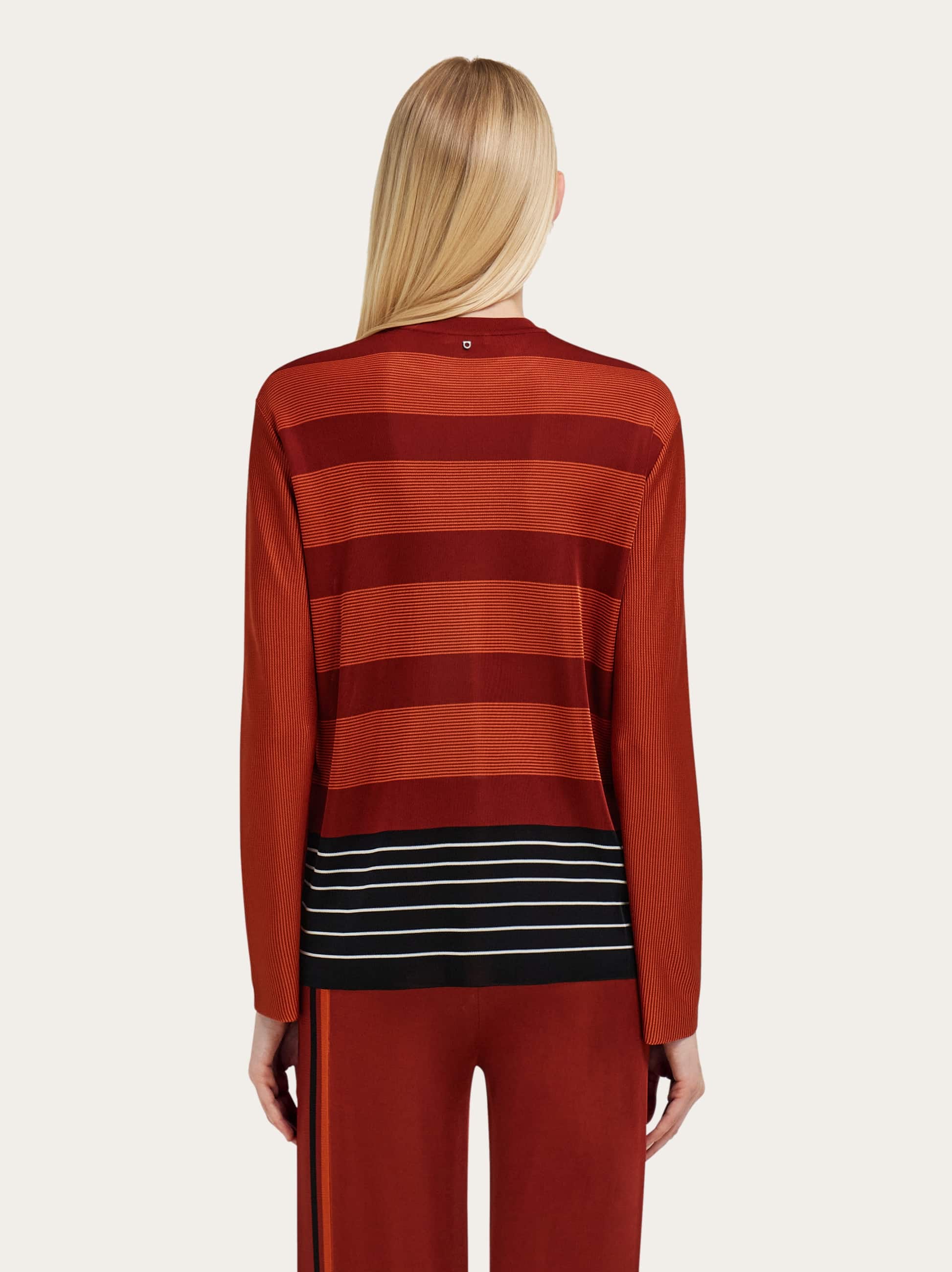  Ferragamo Femmes Pull à Rayures Rouge 
