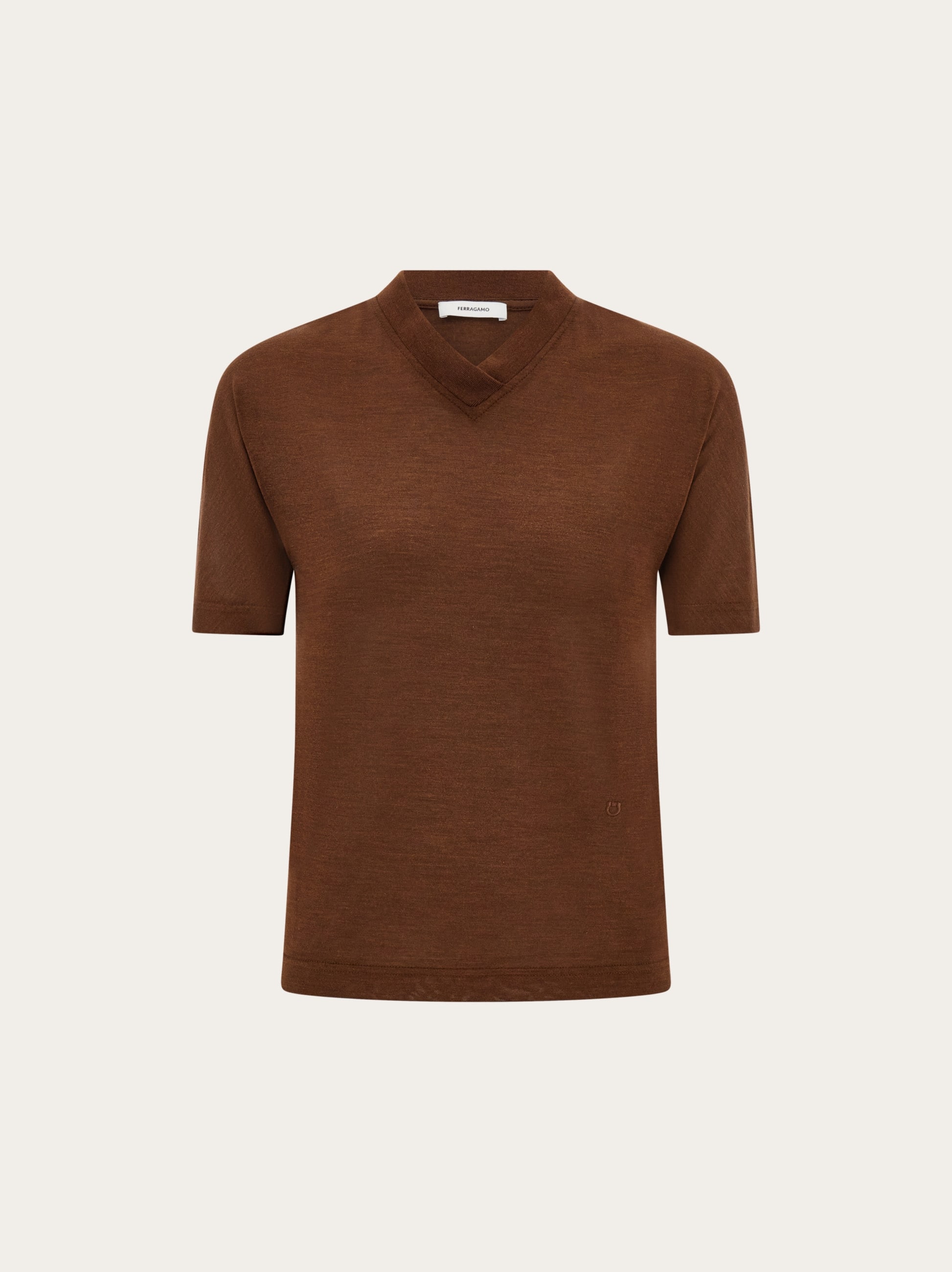 Ferragamo Silk T-shirt In Brown