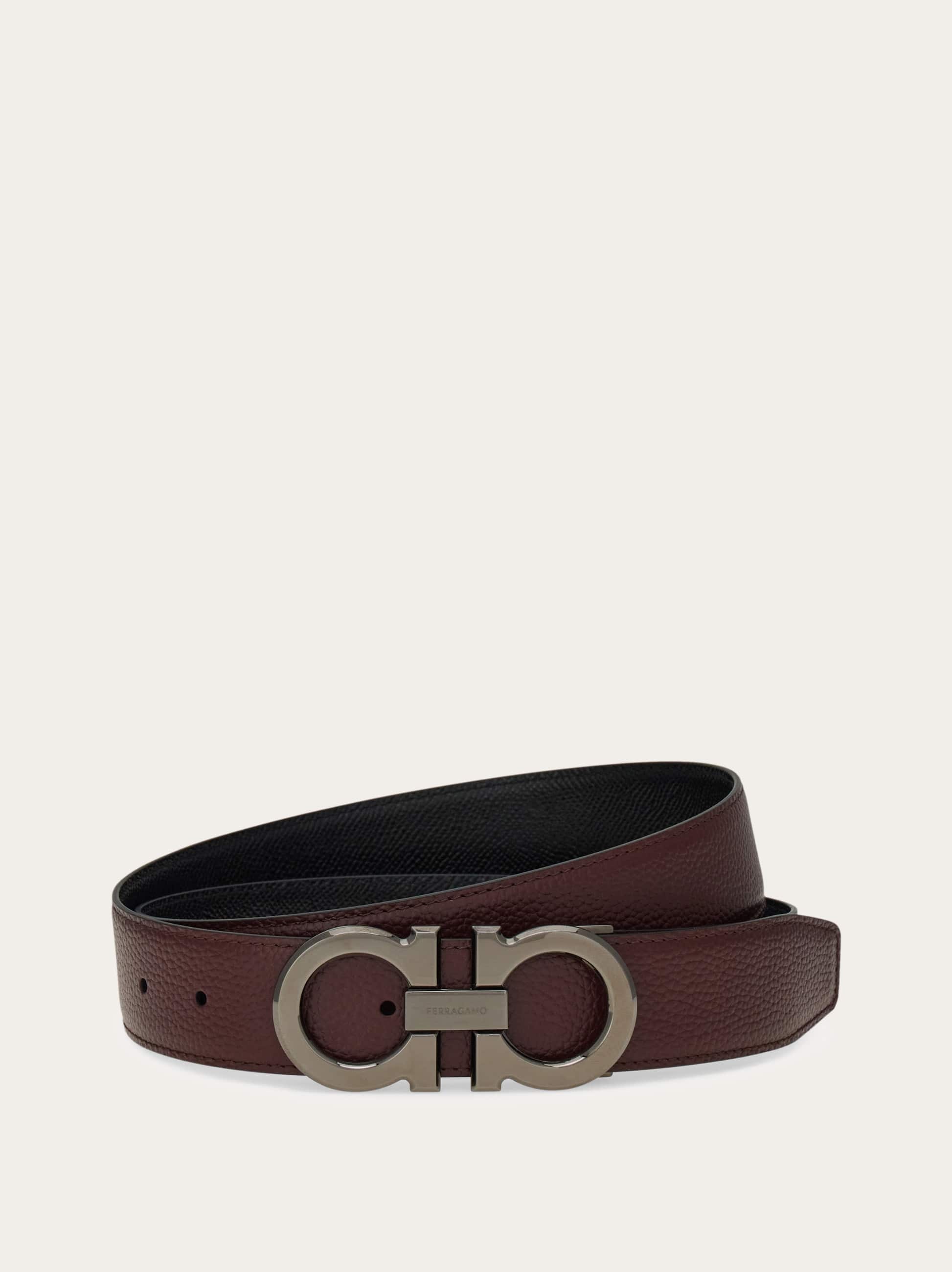Ferragamo Uomo Cintura reversibile e regolabile Gancini Marrone