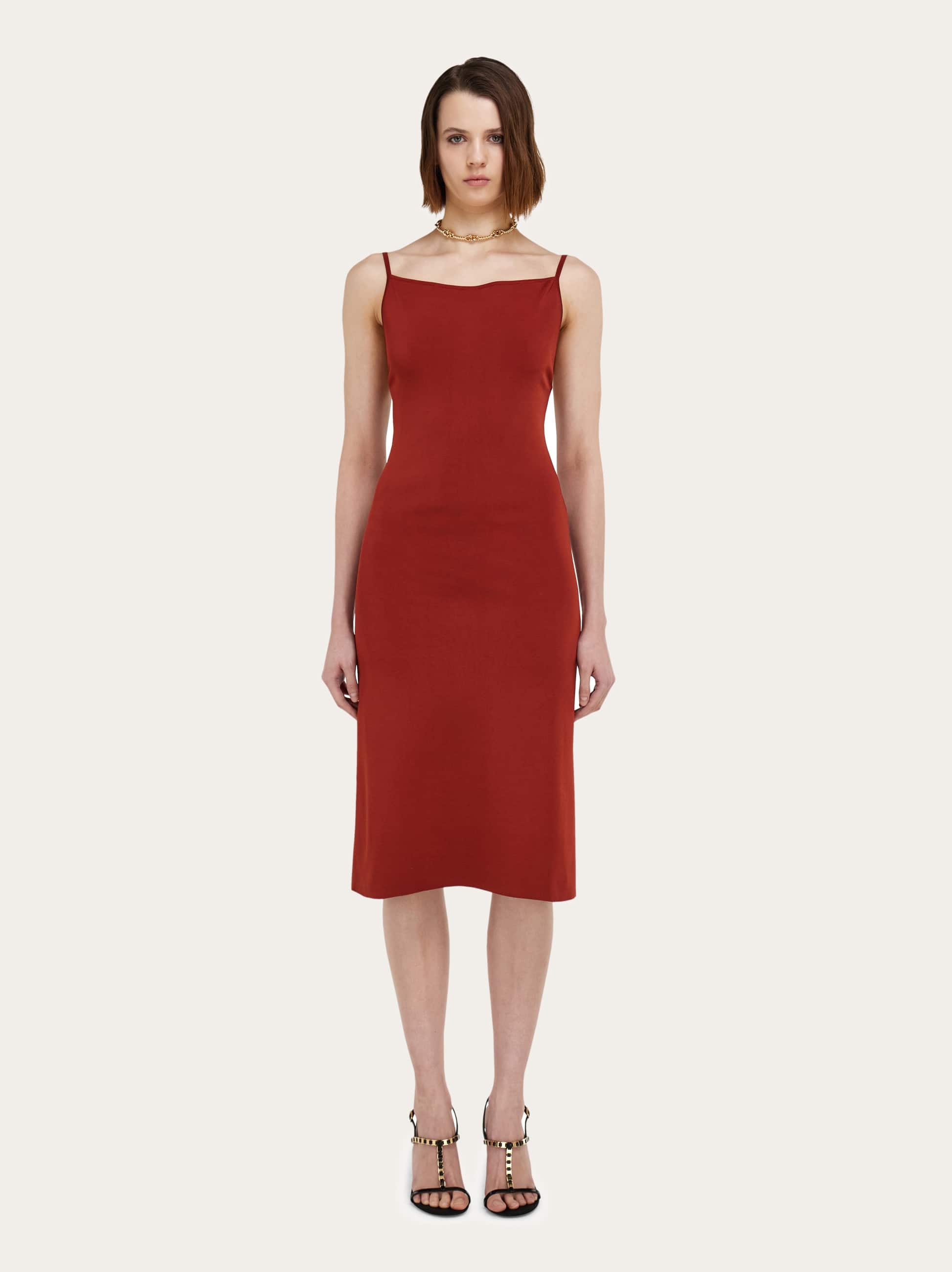  Ferragamo Damen Slipdress In Maschenware Rot 