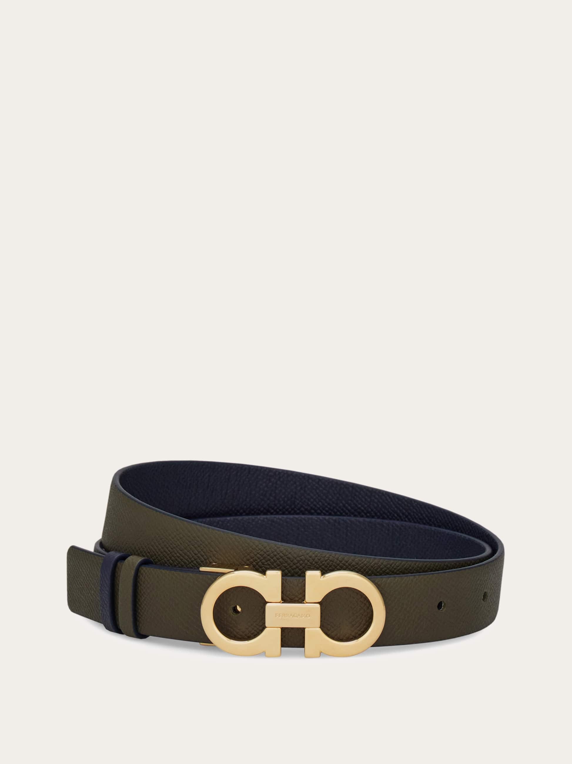 Ferragamo Gancini Reversible And Adjustable Belt In Green