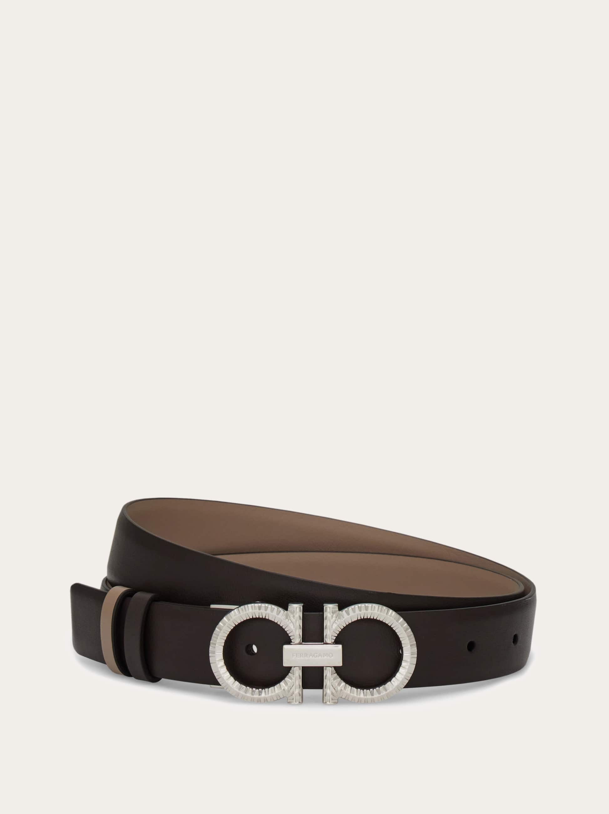 Ferragamo Donna Cintura bassa reversibile e regolabile con Gancini zigrinato Marrone