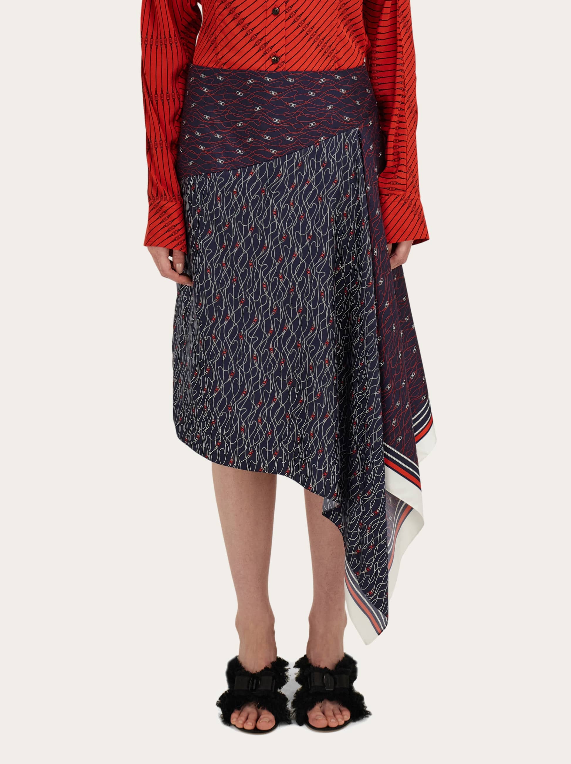 Ferragamo Asymmetrical Skirt In Blue
