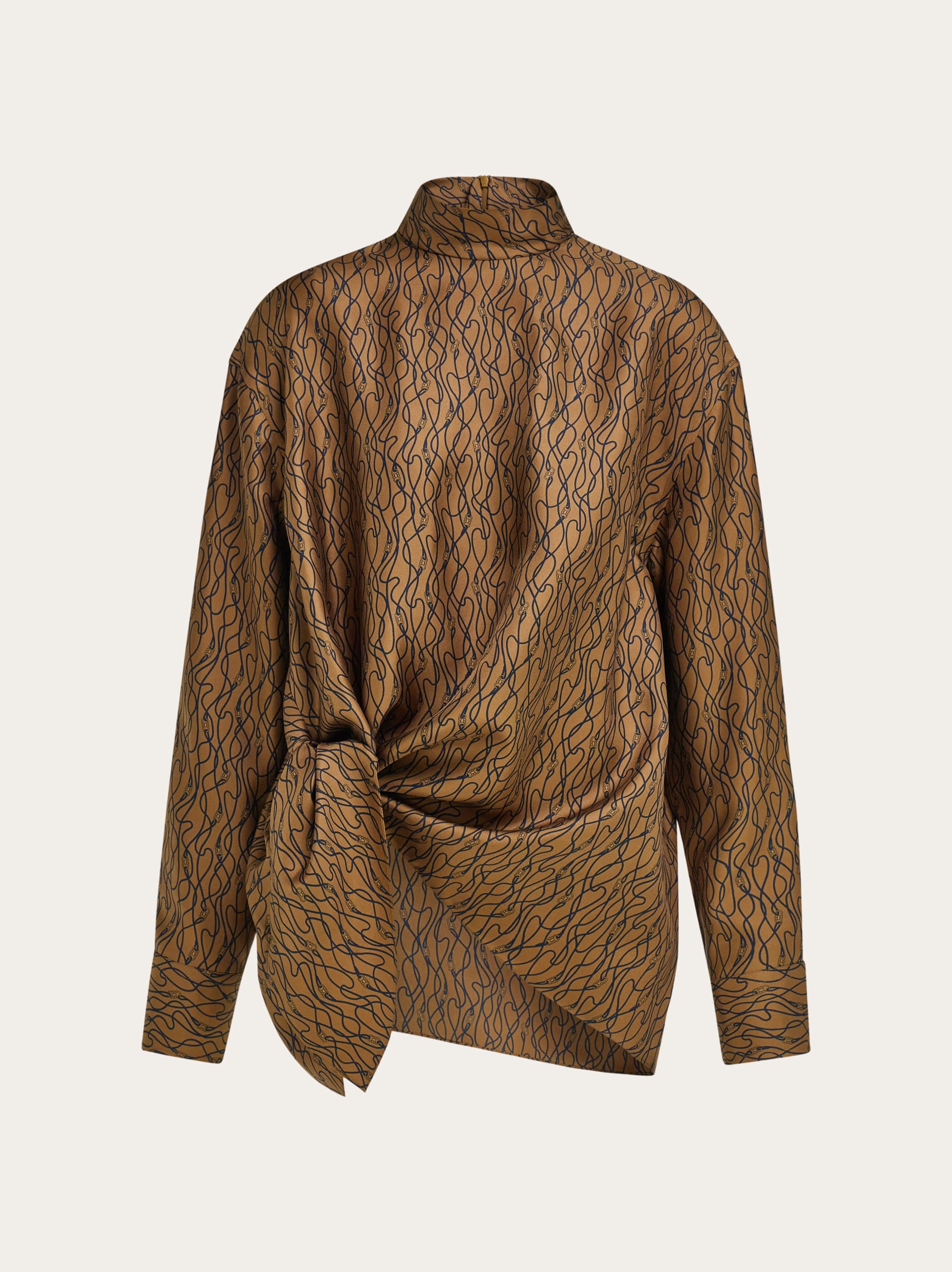 Ferragamo Donna Camicia con nodo Marrone
