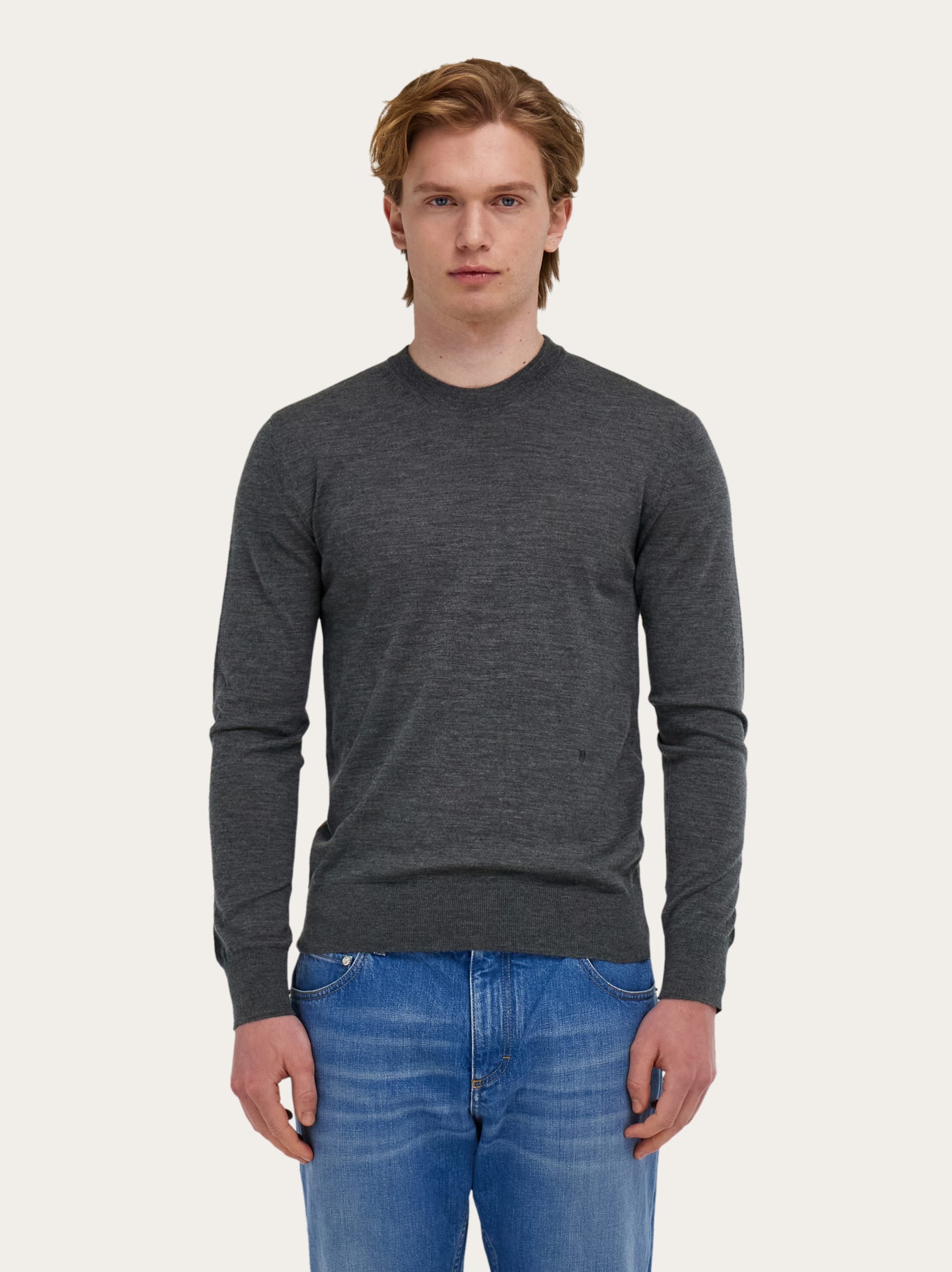  Ferragamo Herren Rundhalspullover Grau 
