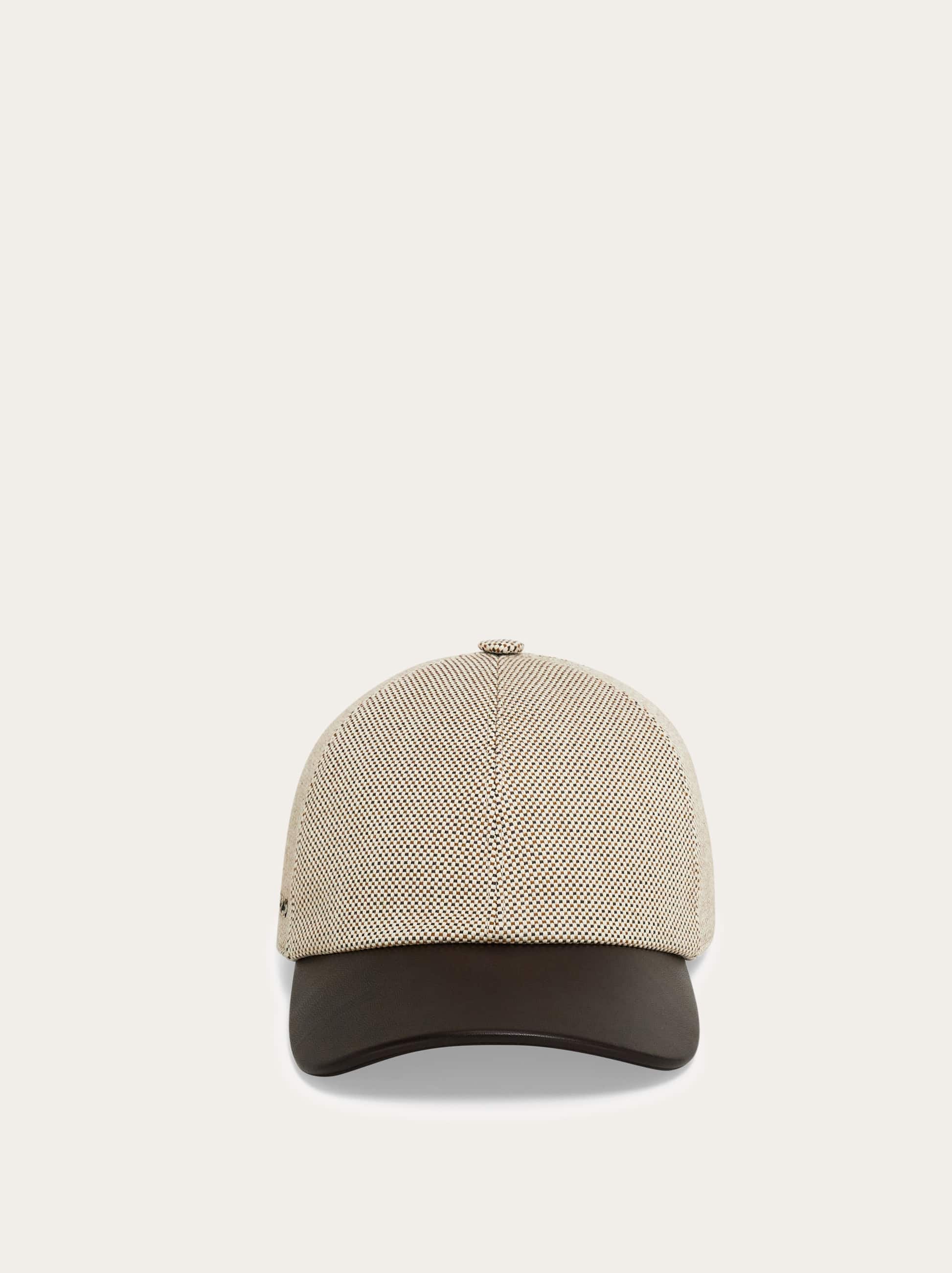Ferragamo Baseball Cap With Leather Peak In Pattern