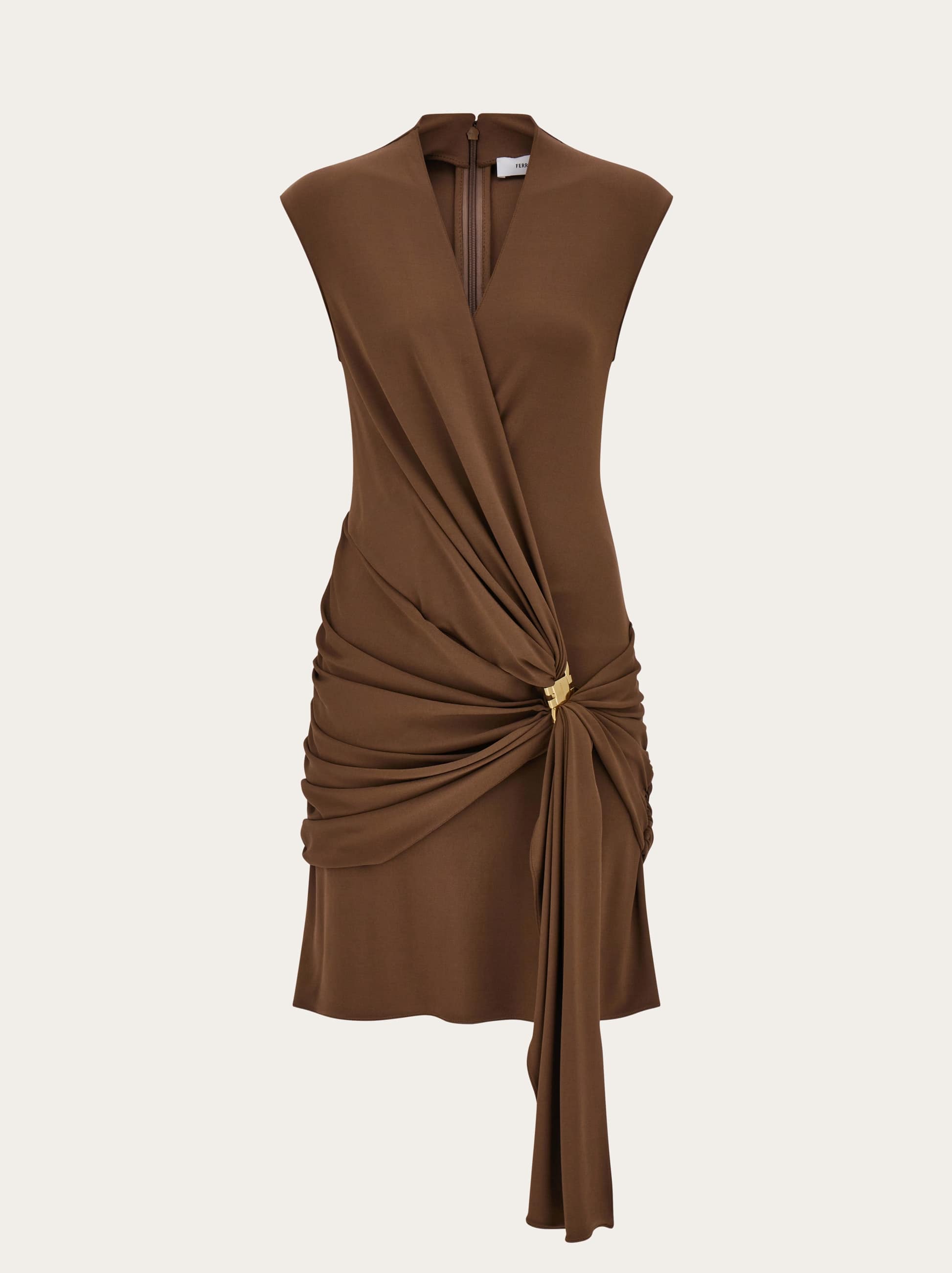 Ferragamo Donna Mini abito con drappeggio Beige