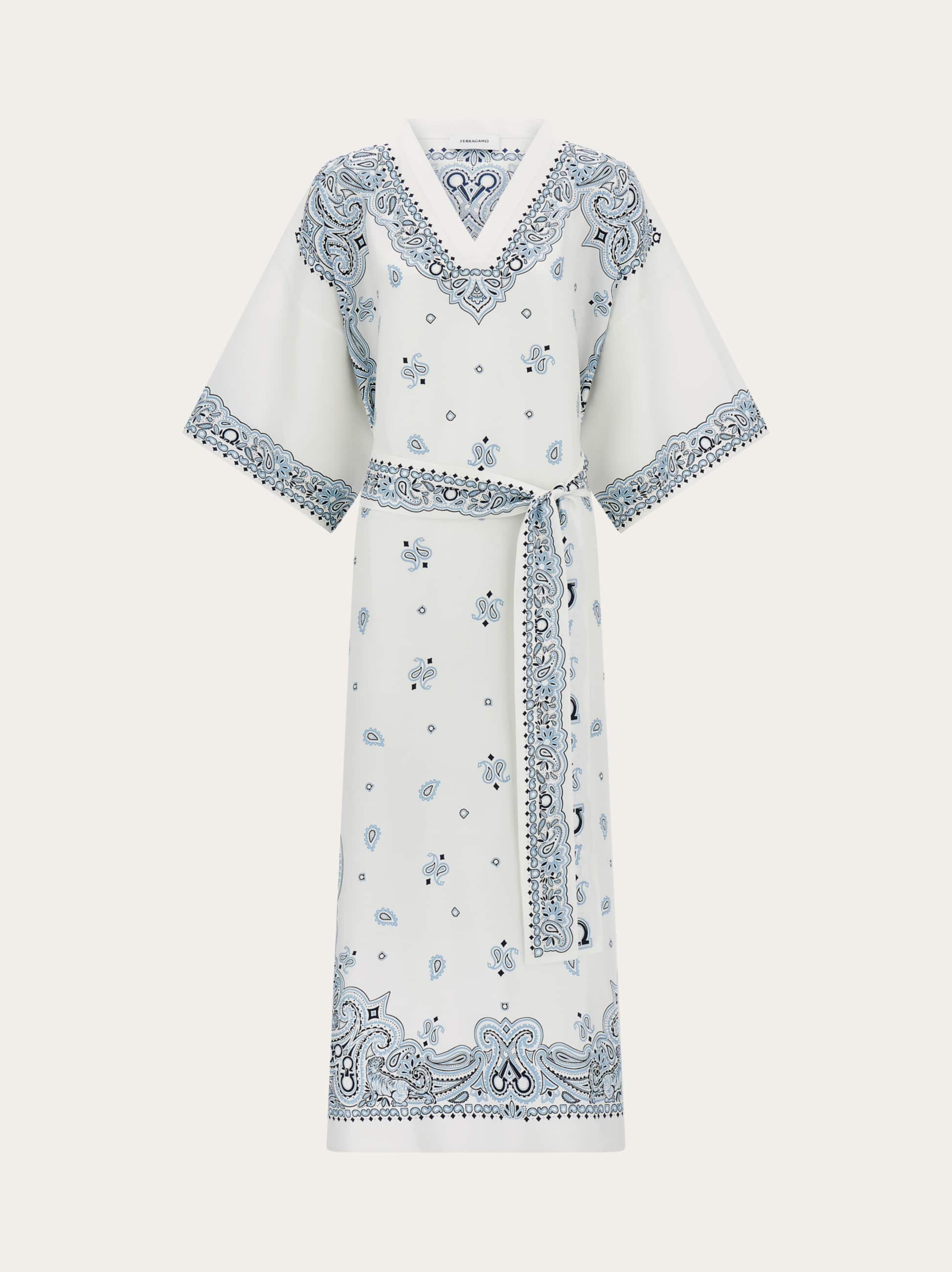 Ferragamo Arabesque Print Silk Caftan In Multi