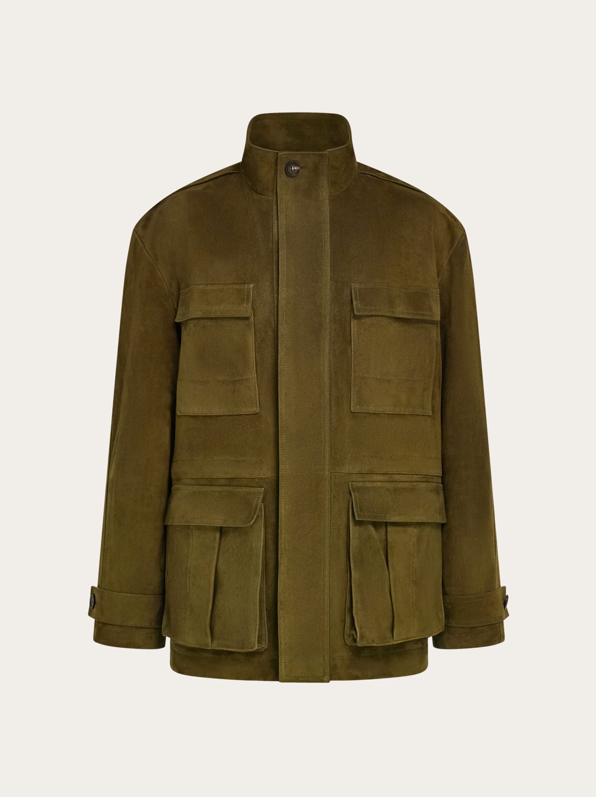 Ferragamo Uomo Sahariana in suede Verde