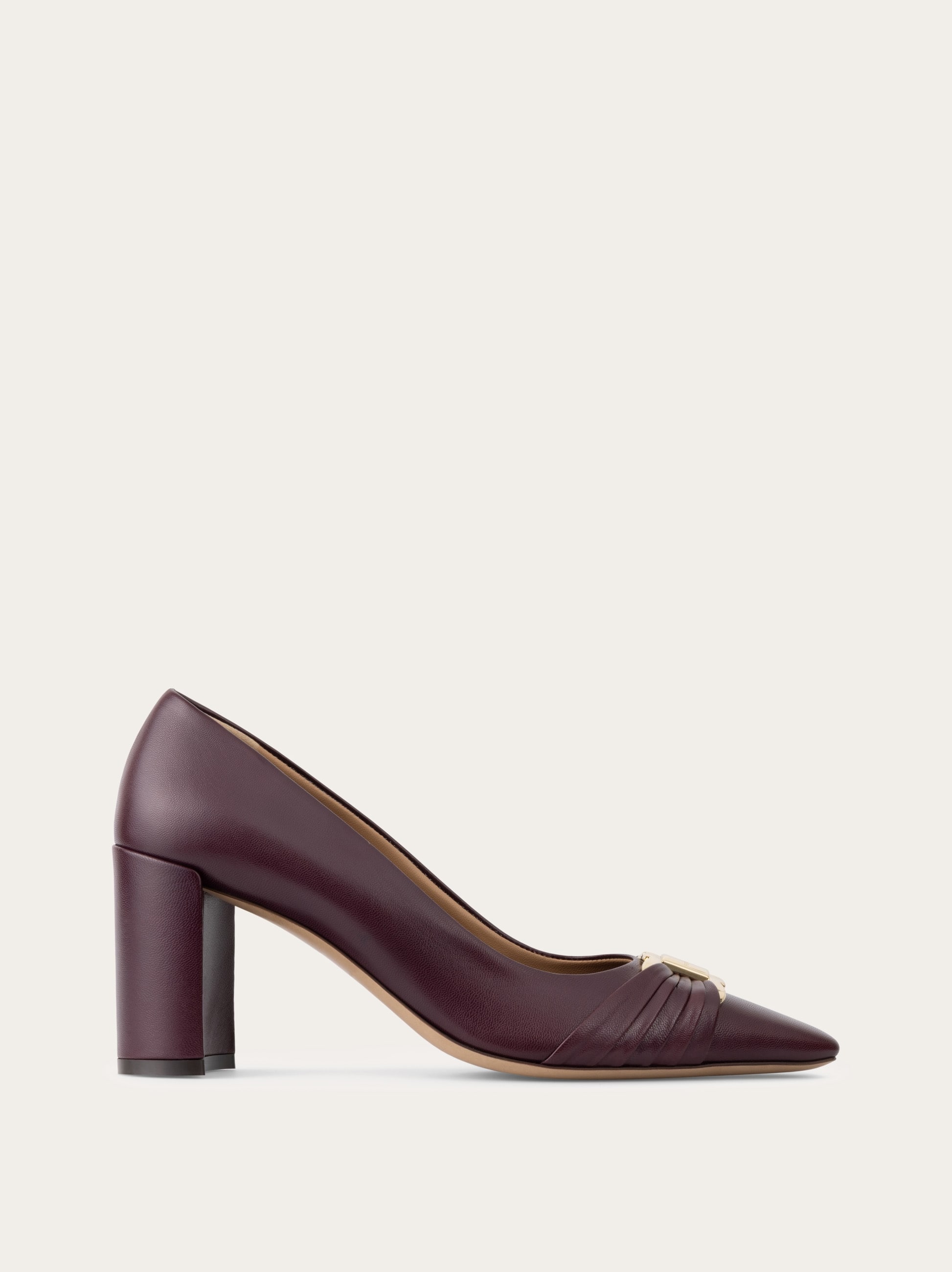 Ferragamo Women Gancini ornament pump with bock heel Violet Size 6
