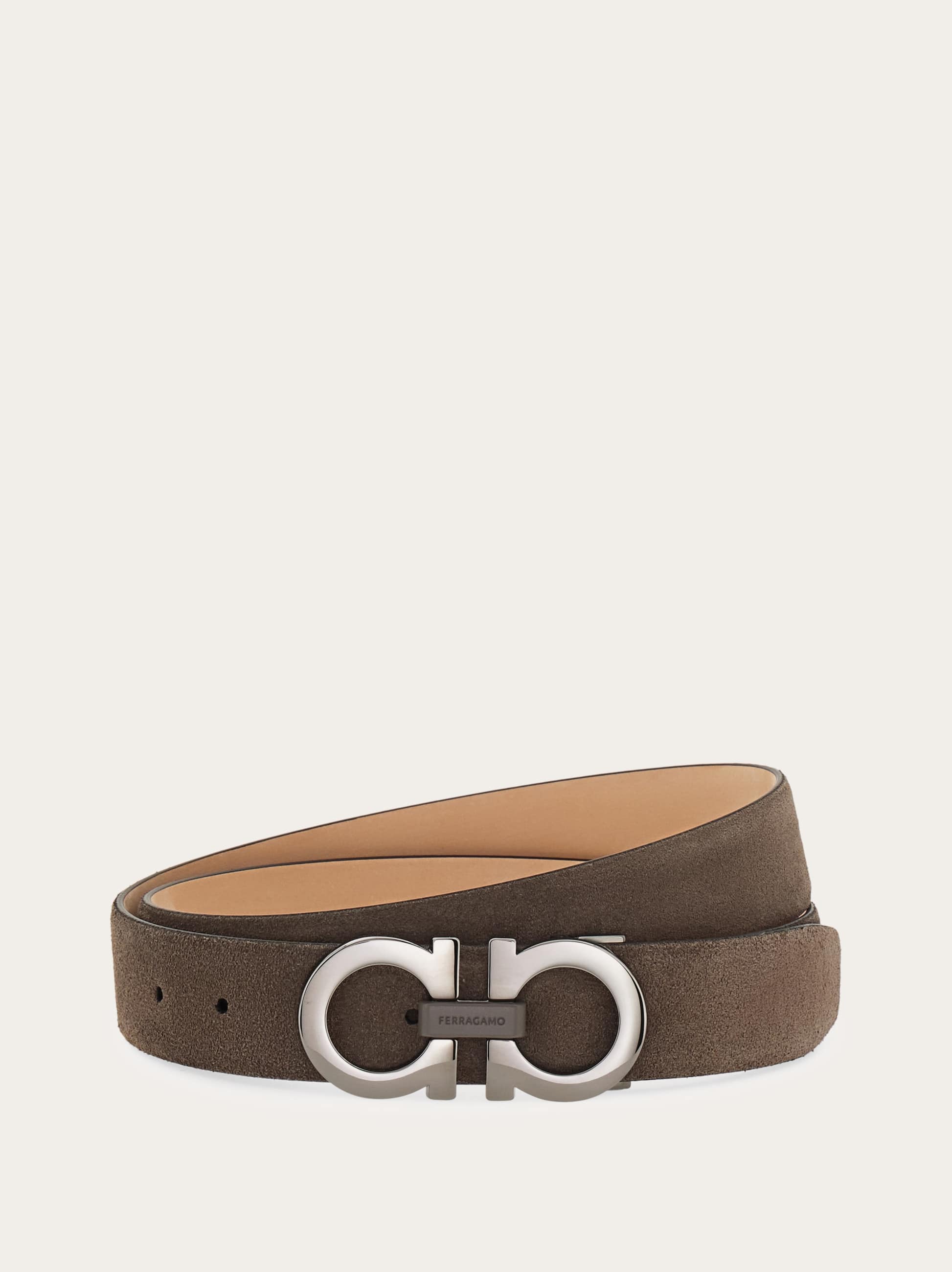 Ferragamo Uomo Cintura regolabile Gancini Grigio