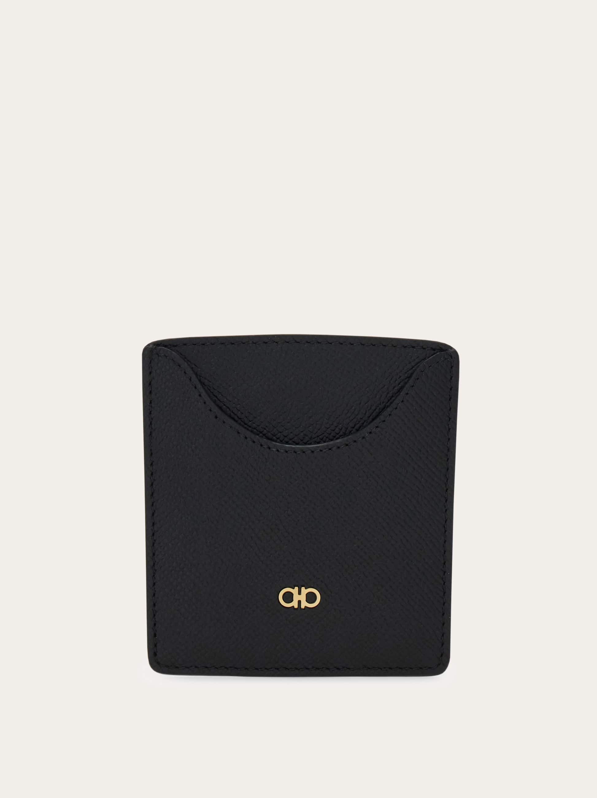 Ferragamo Micro Gancini Business Card Holder In Black