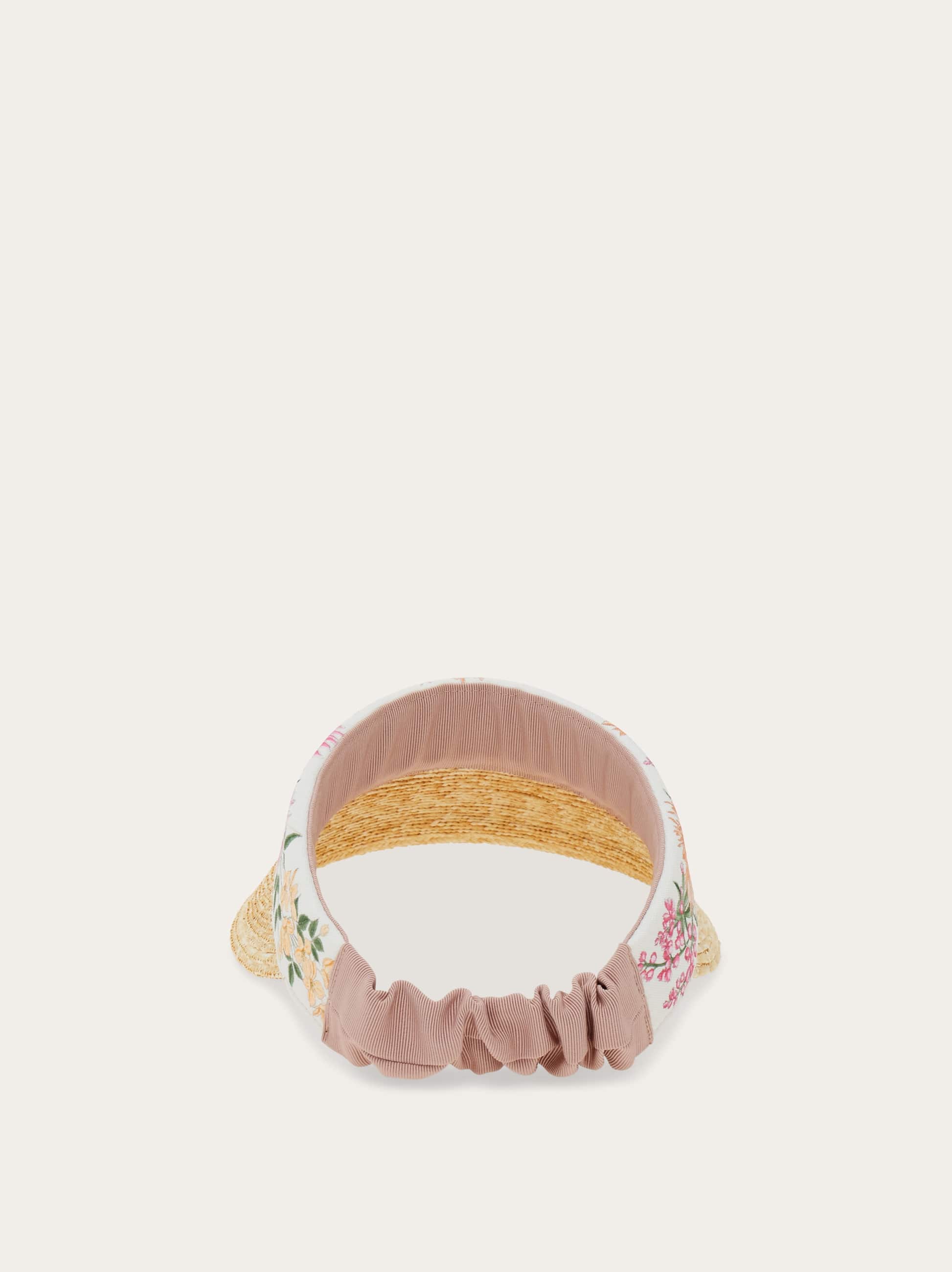  Ferragamo Women Spring Print Straw Visor Pink 