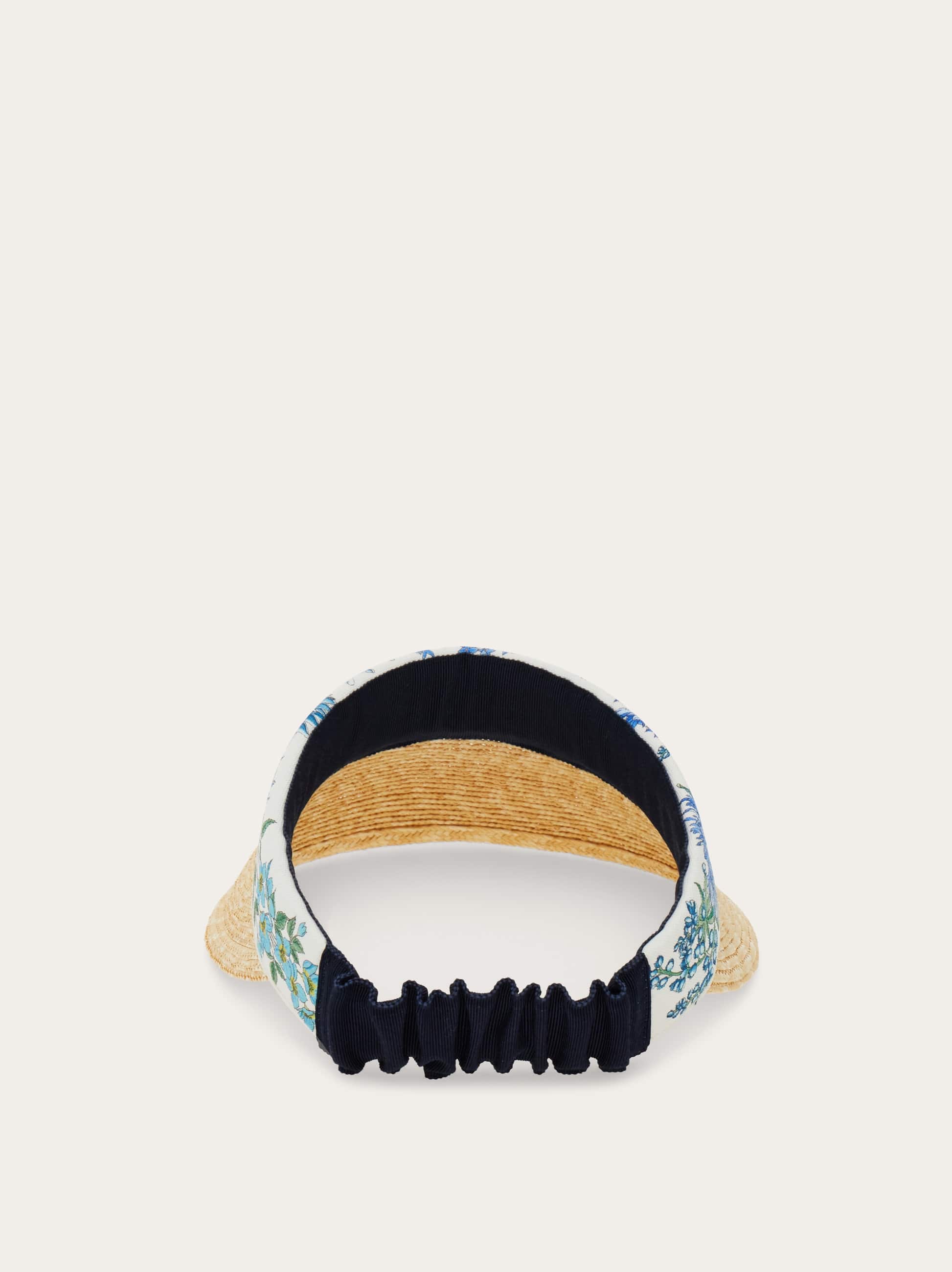  Ferragamo Women Spring Print Straw Visor Blue 