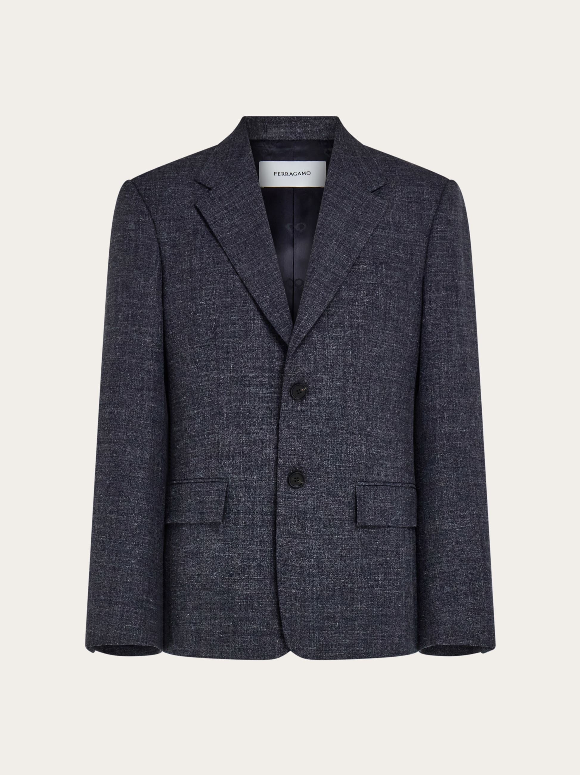 Ferragamo Uomo Blazer monopetto in flanella Blu