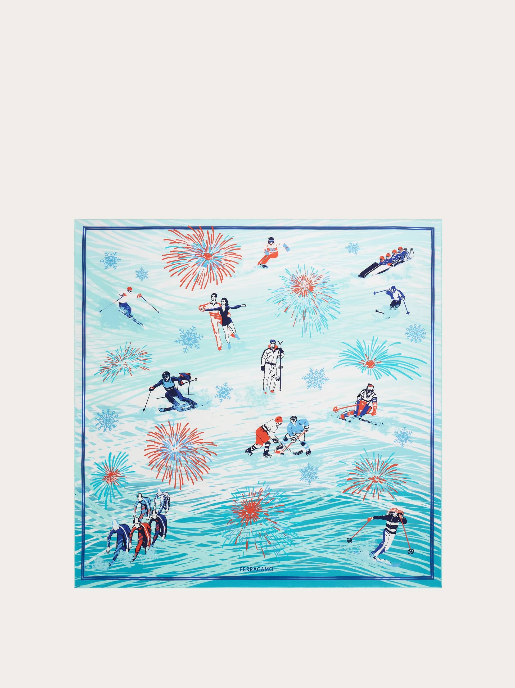 Ferragamo Donna Foulard in seta stampa Winter Alpine Blu