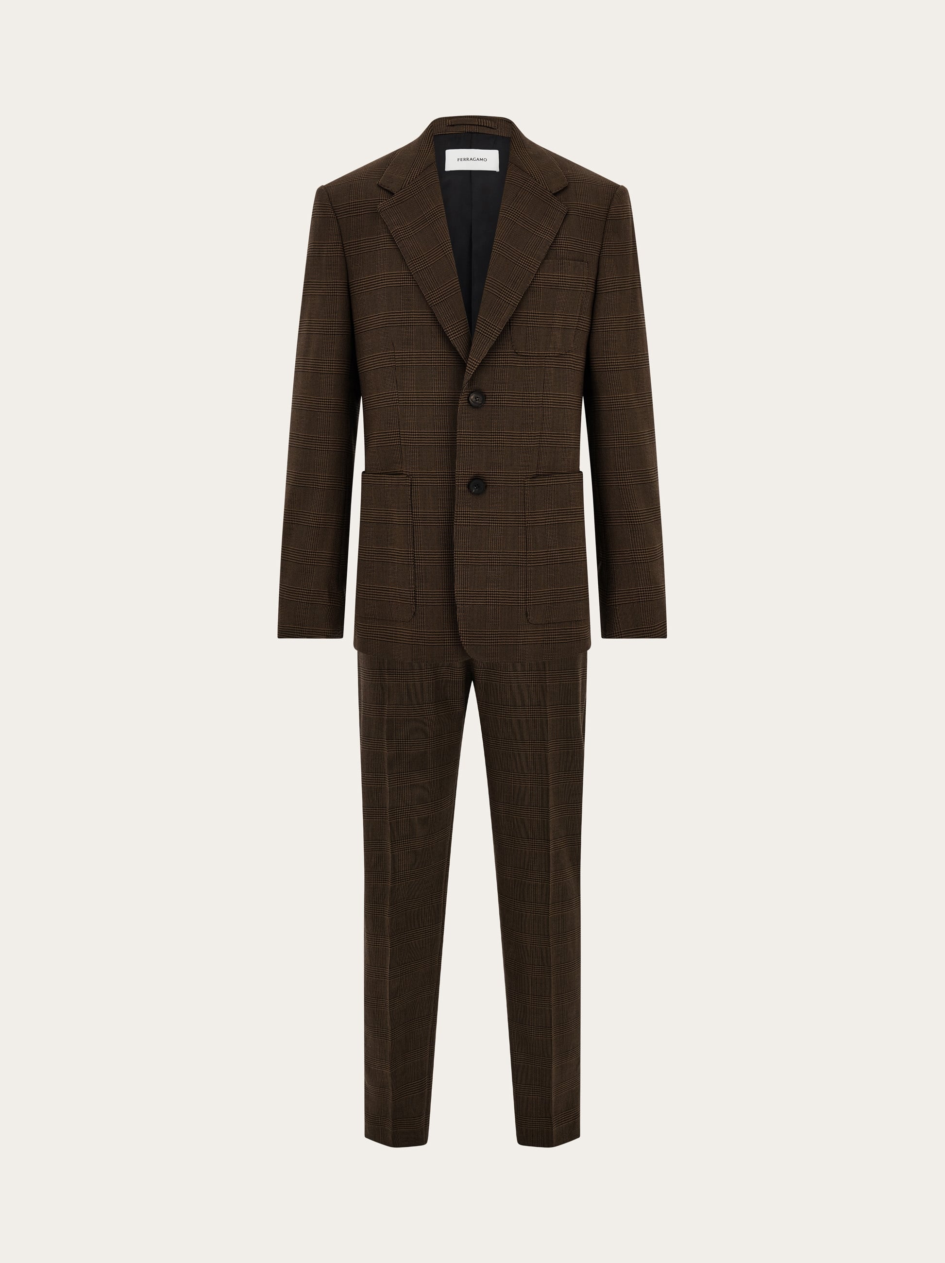Ferragamo Uomo Abito in faille di lana e cashmere Nero
