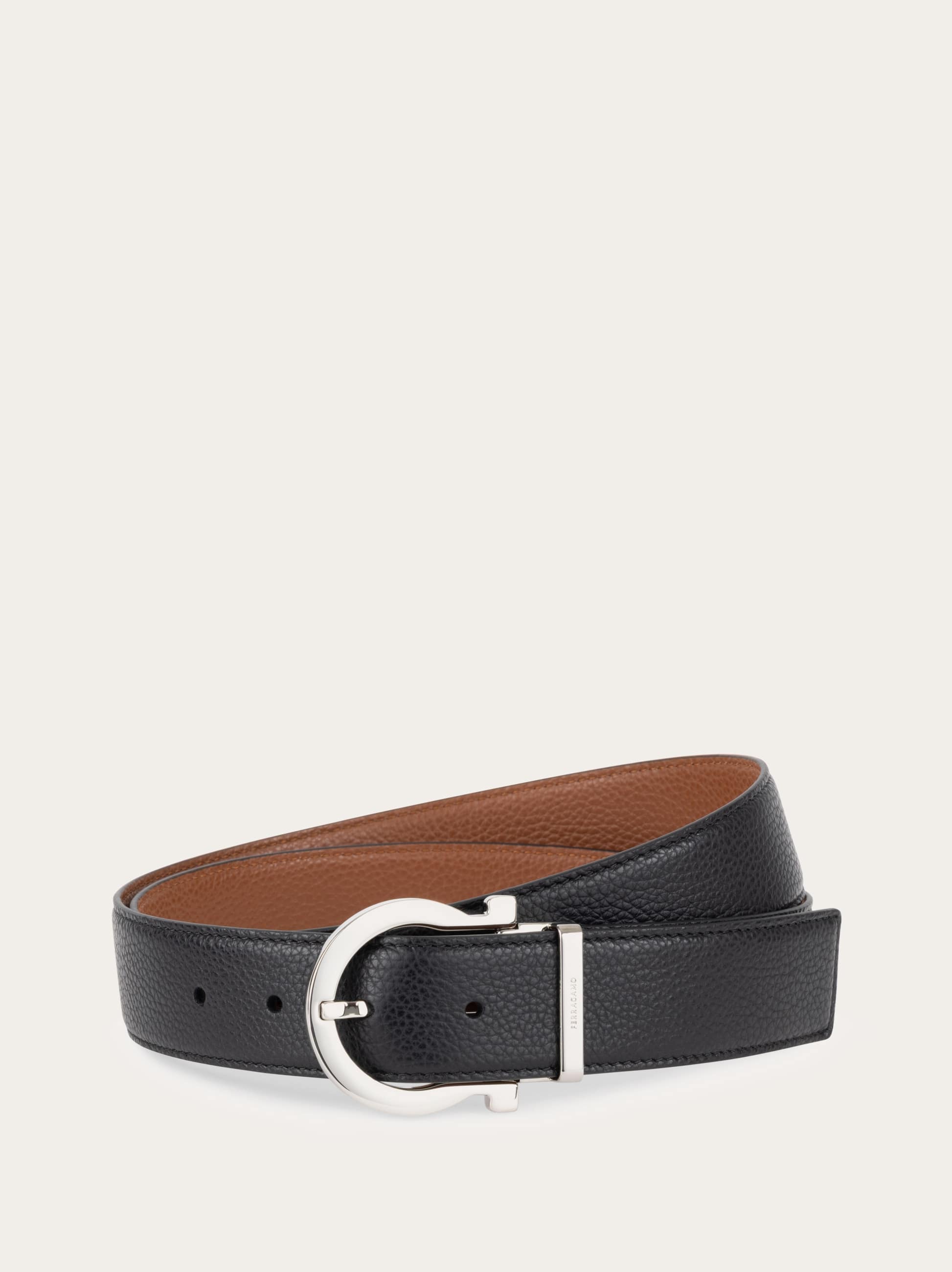 Ferragamo Women Reversible and adjustable Gancini belt Black