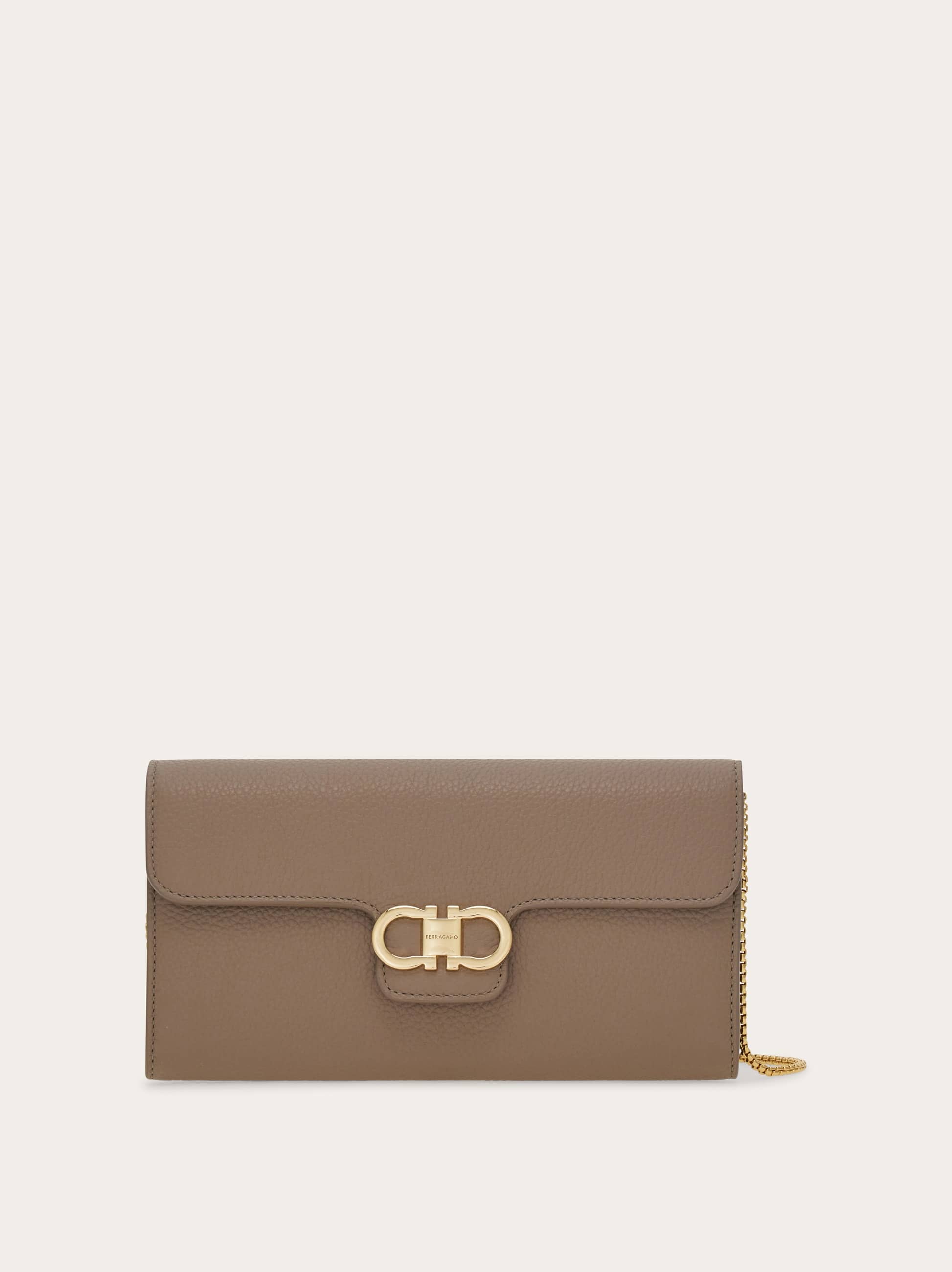 Ferragamo Women Gancini wallet on chain Beige