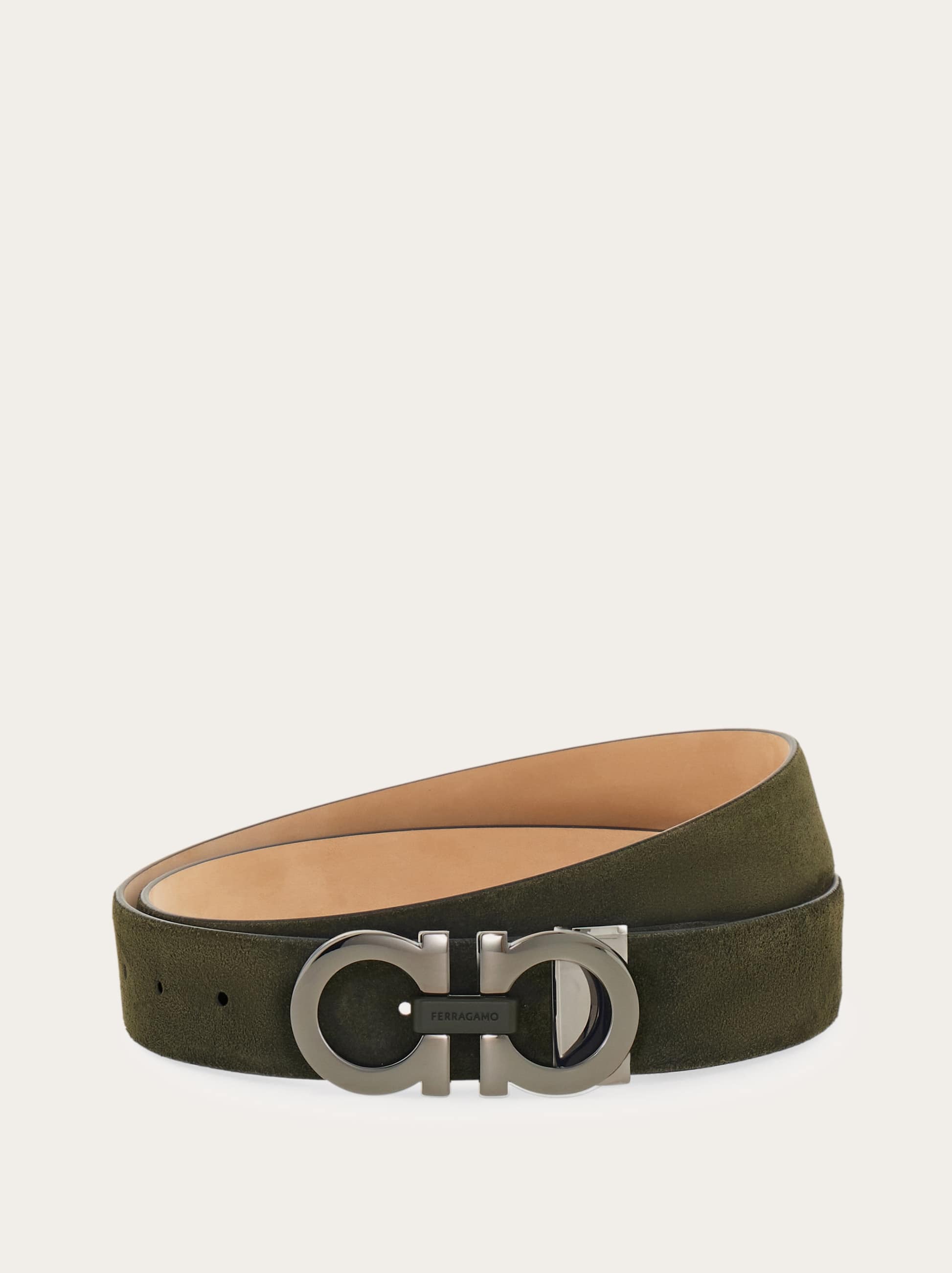 Ferragamo Uomo Cintura regolabile Gancini Verde