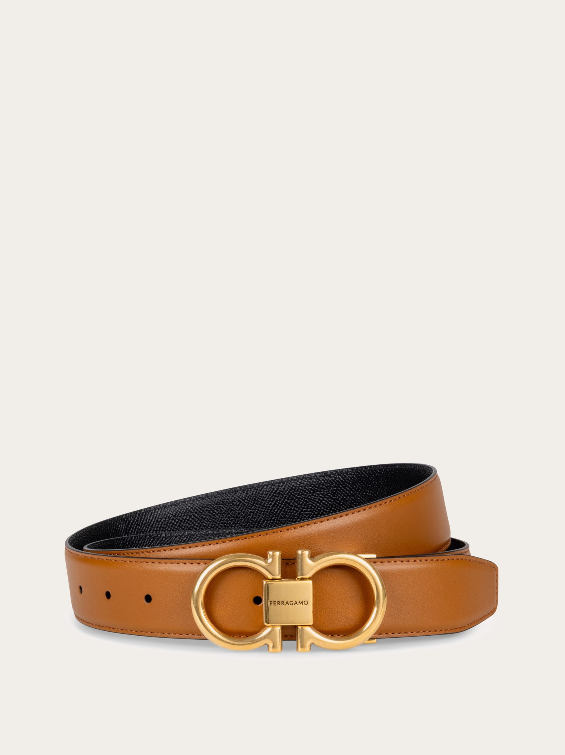 Ferragamo Men Reversible and adjustable Gancini belt Brown