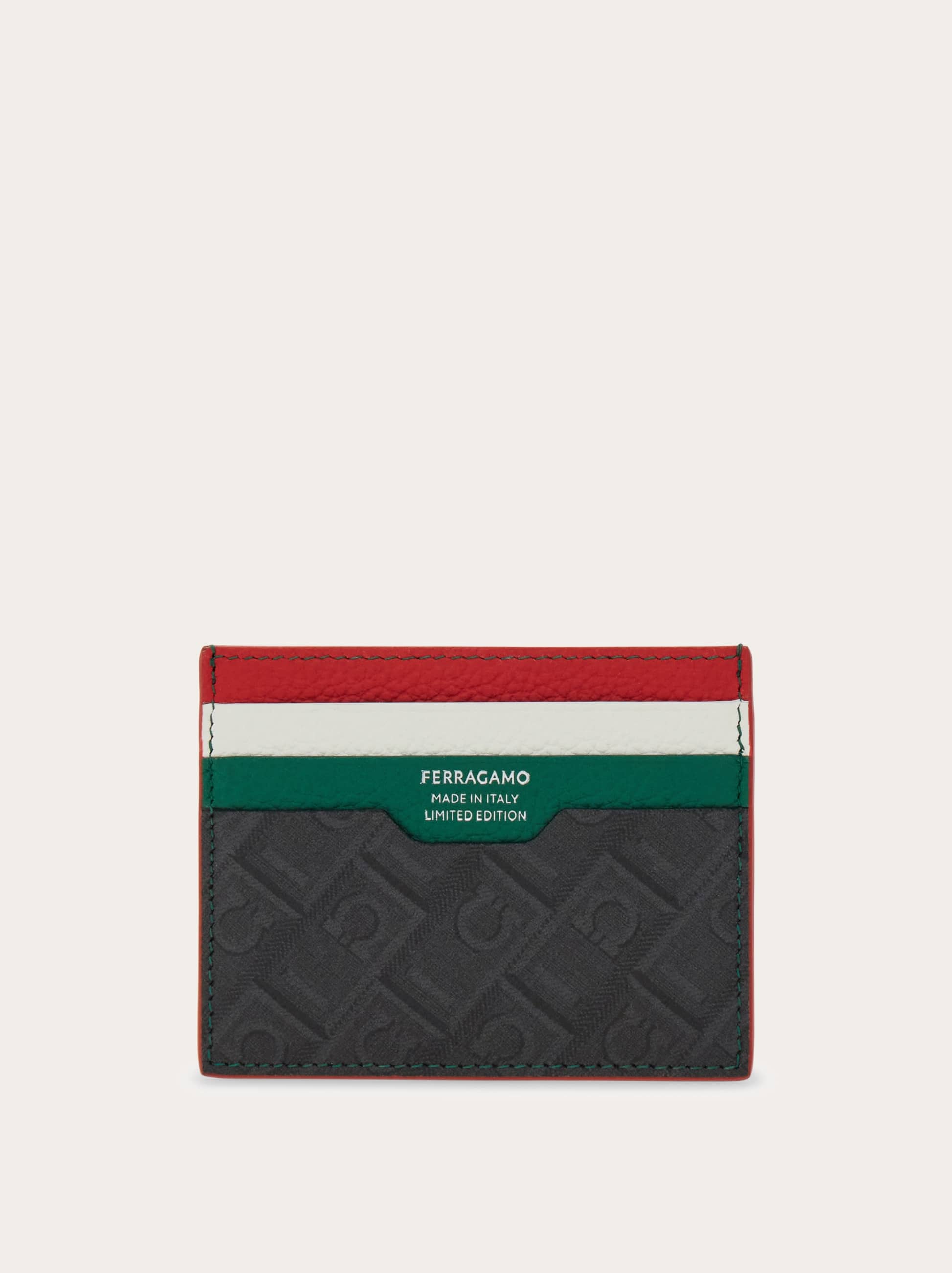 Ferragamo Men's Green Monogram Credit Card Holder - Citymatch Capsule