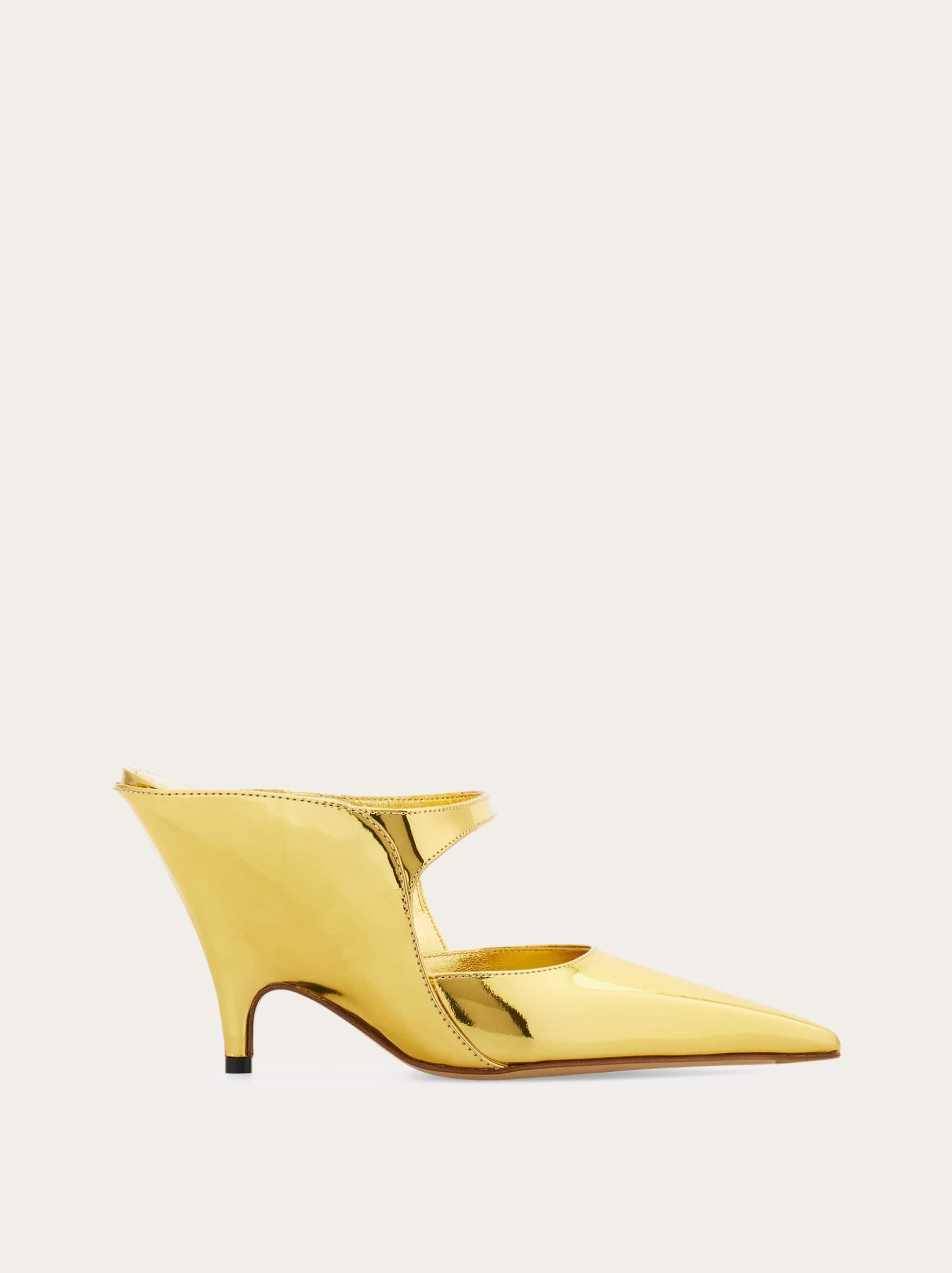 Ferragamo Women Graphic wedge mule Gold Size 6