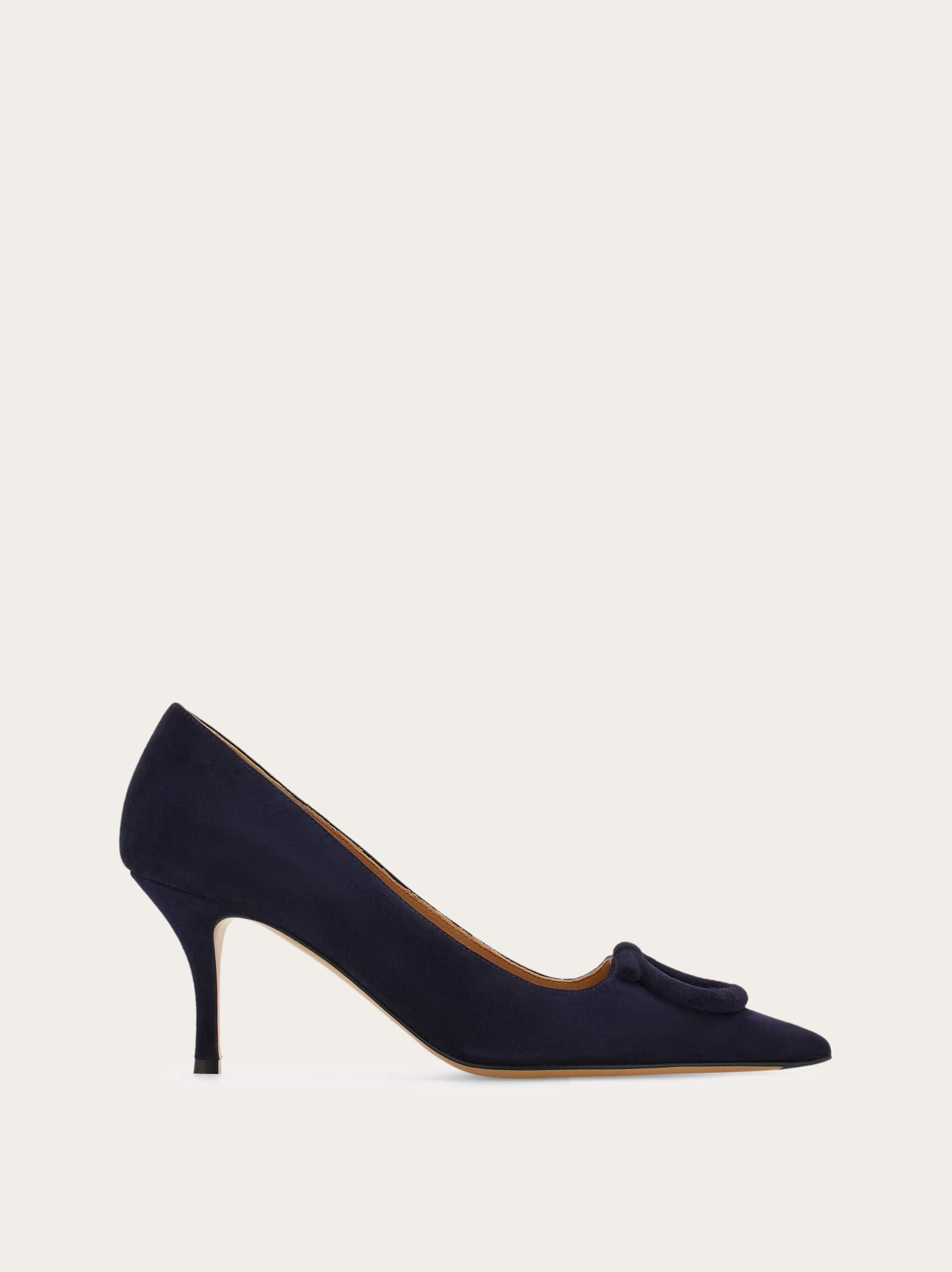 Ferragamo Women Mid heel maxi Gancini pump Blue Size 5