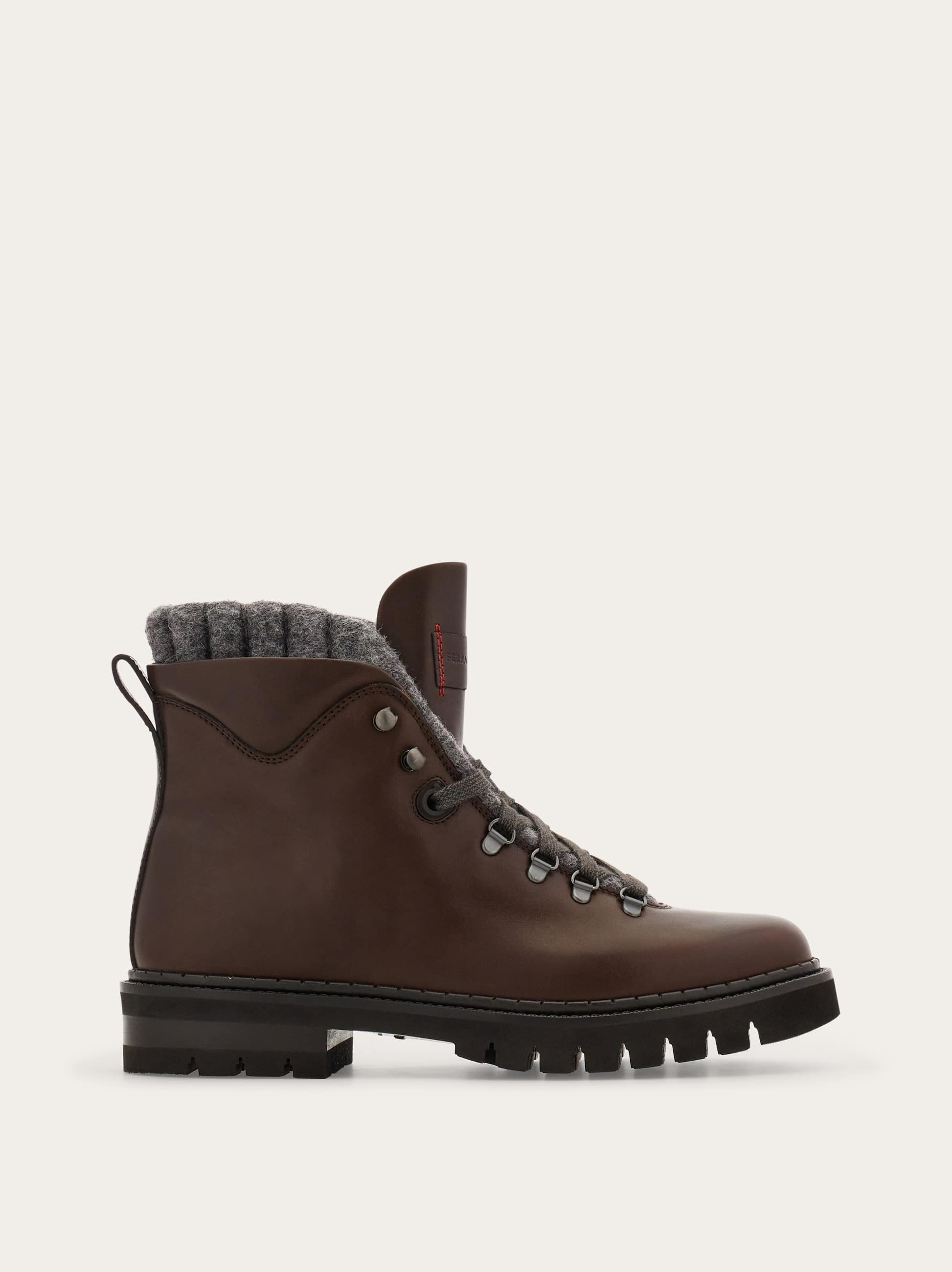 Ferragamo Men Wool lined utility boot Brown Size 9.5