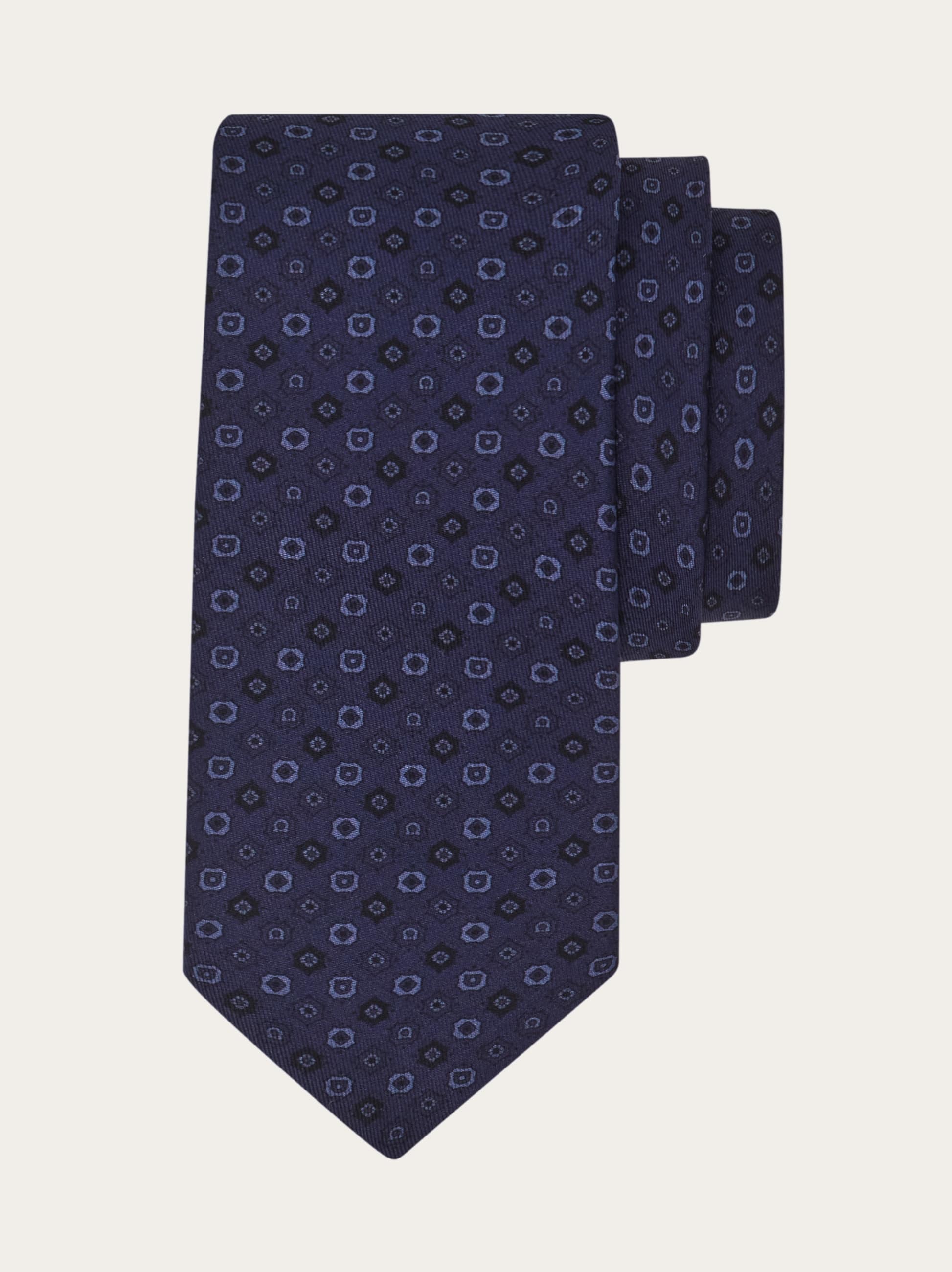 Ferragamo Men Micro pattern silk tie Blue