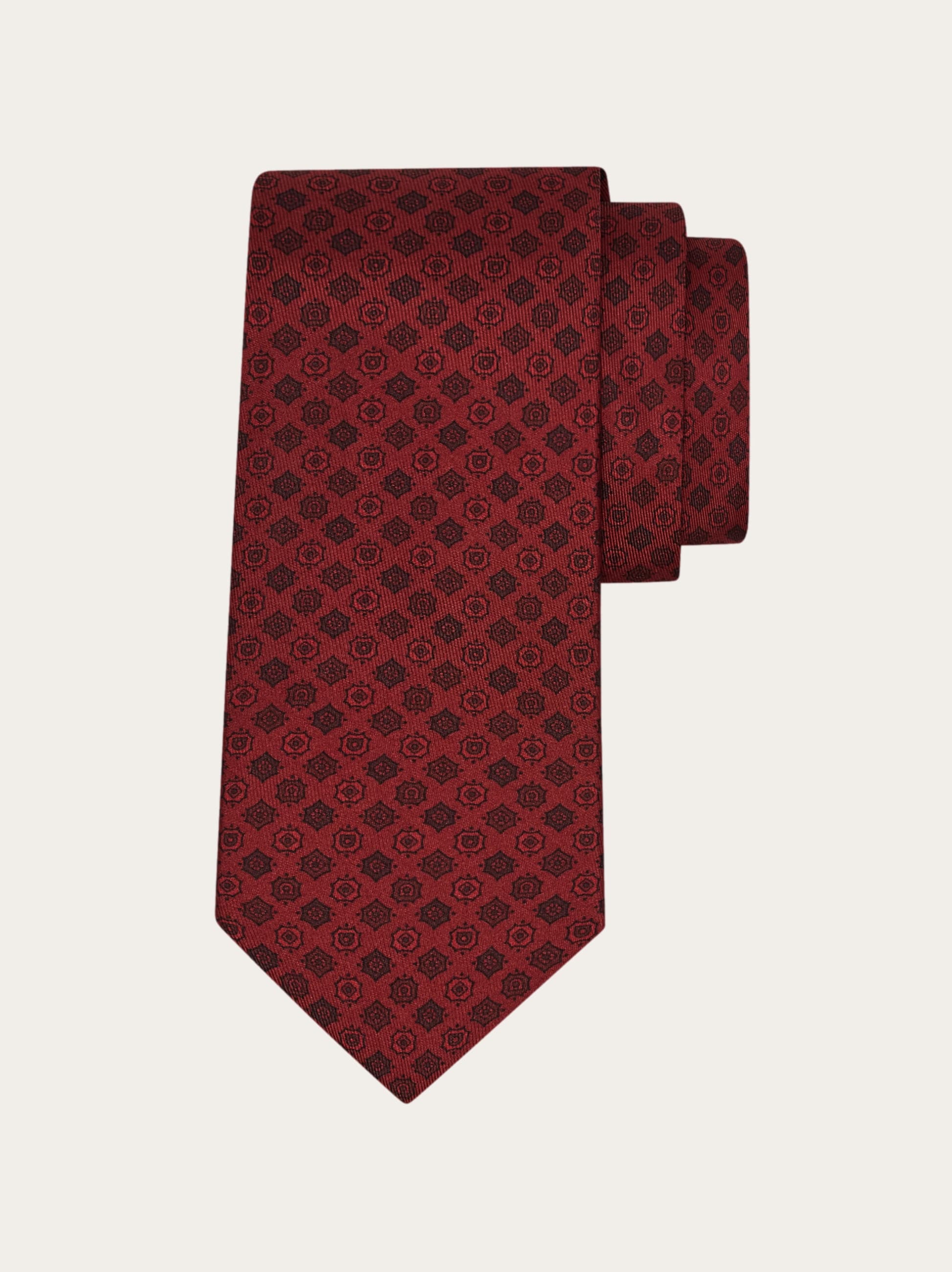 Ferragamo Men Micro pattern silk tie Red