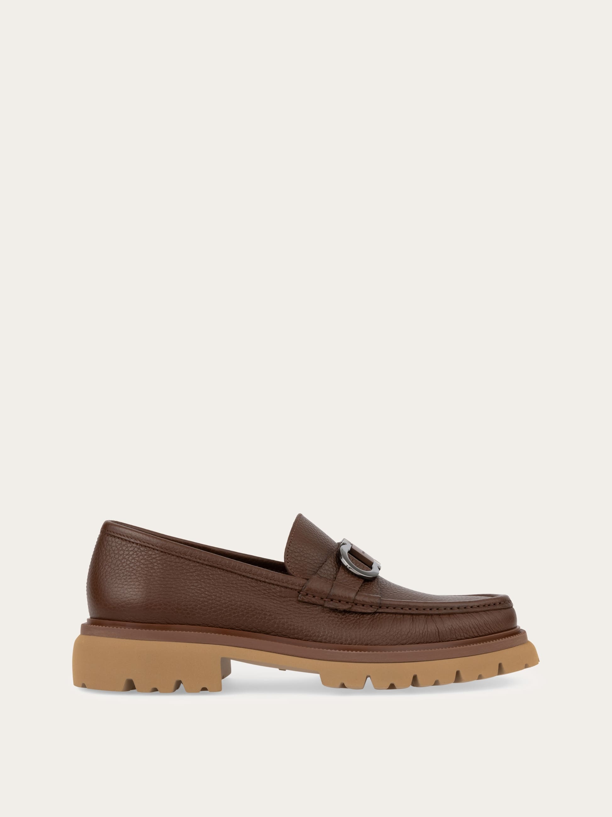 Ferragamo Men Gancini ornament loafer Brown Size 7