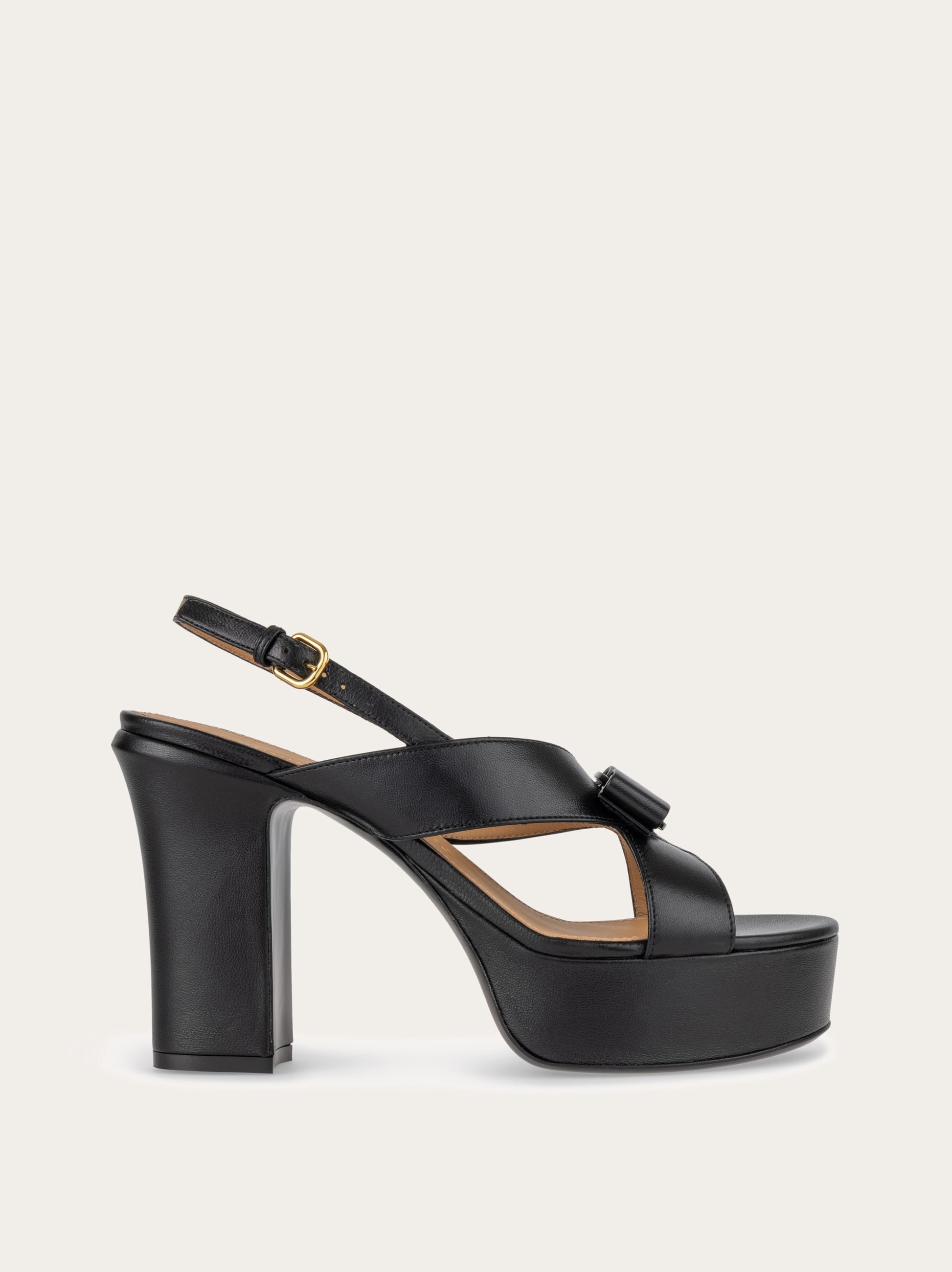 Ferragamo Vara Bow Platform Sandal In Black