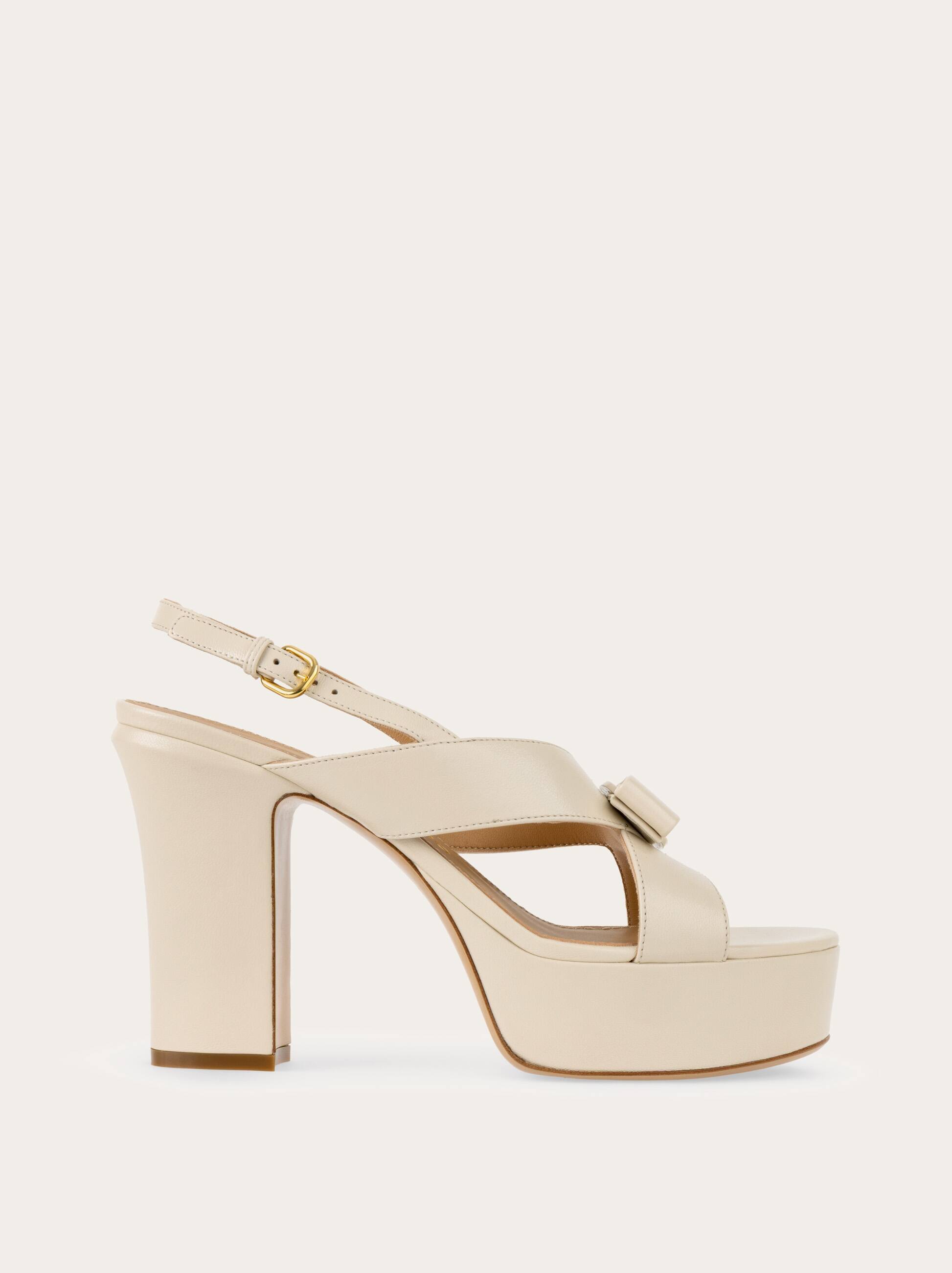 Ferragamo Women Vara bow platform sandal White Size 5