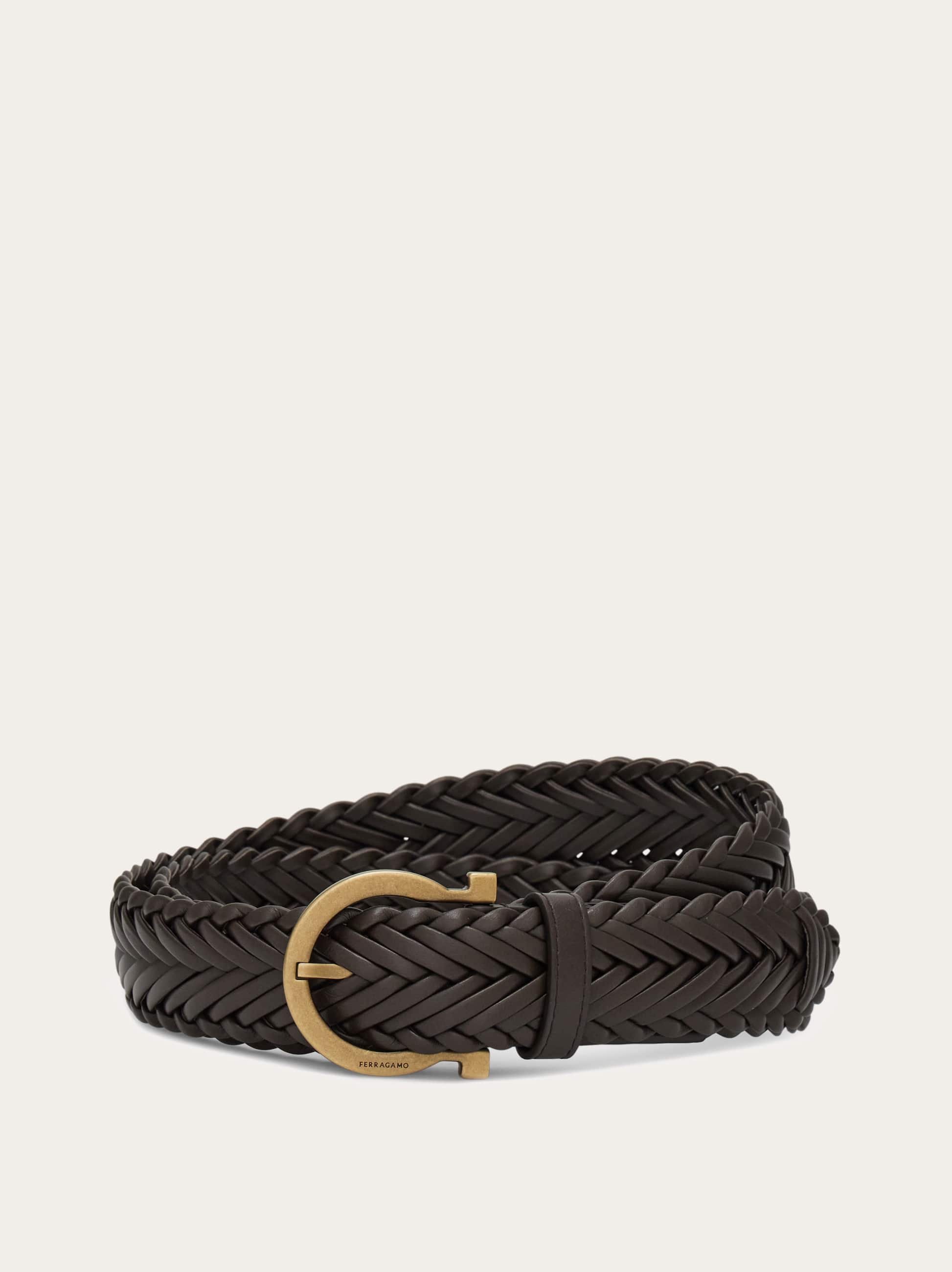 Ferragamo Men Gancini braided belt Brown
