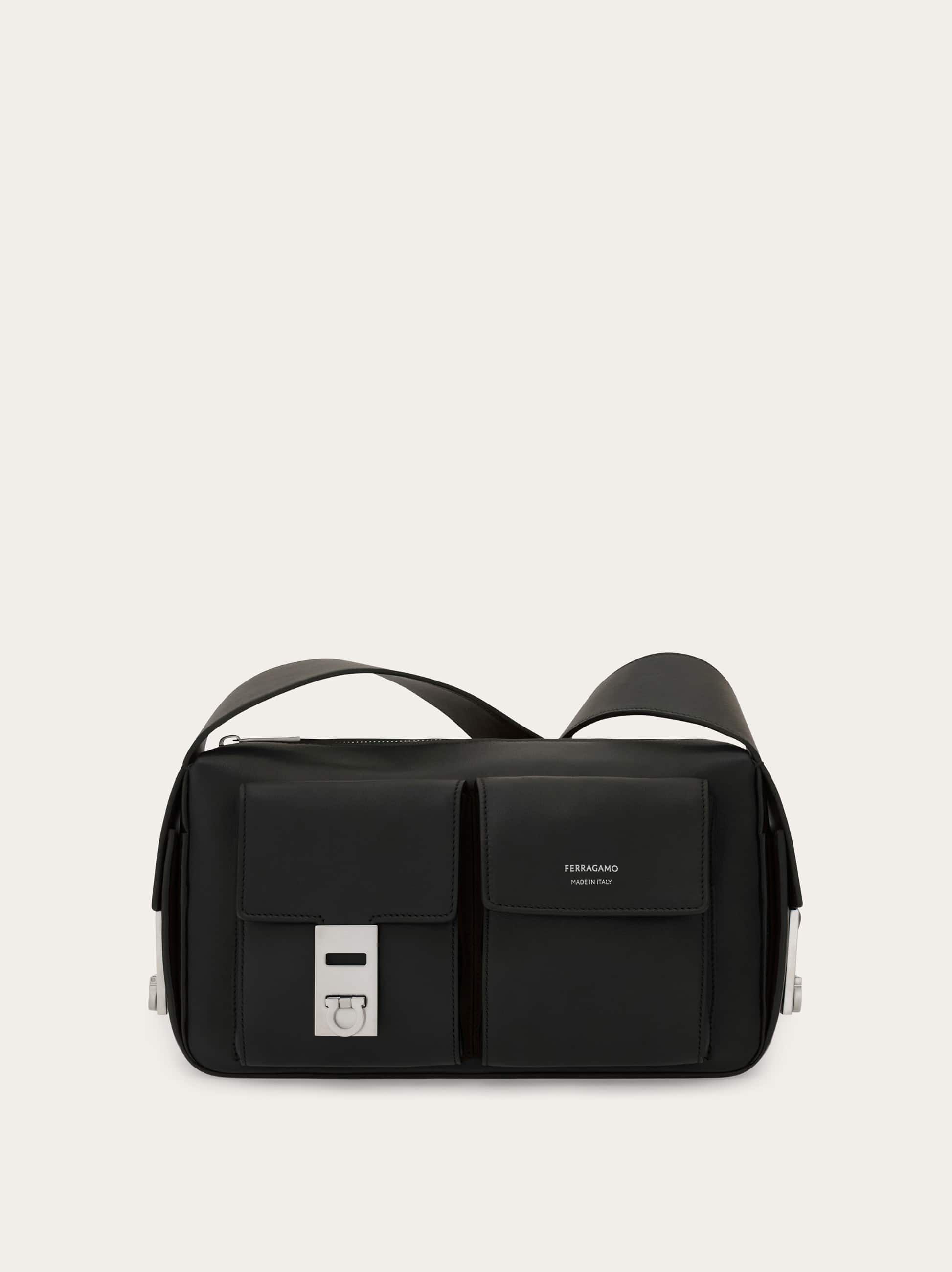 Ferragamo Men Utility shoulder bag with Hug buckle (M) Black