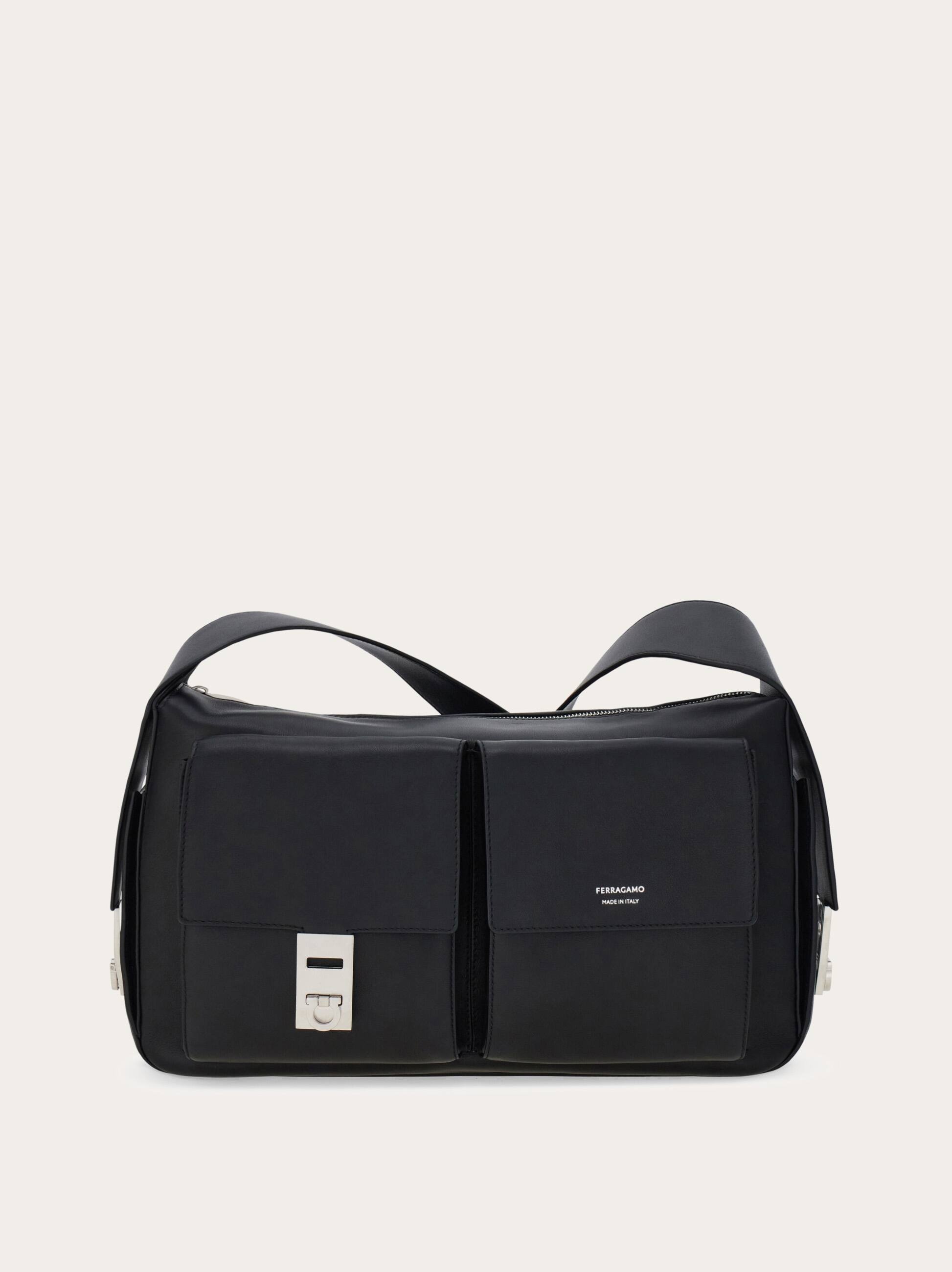 Ferragamo Uomo Borsa a tracolla utility con fibbia Hug (L) Nero