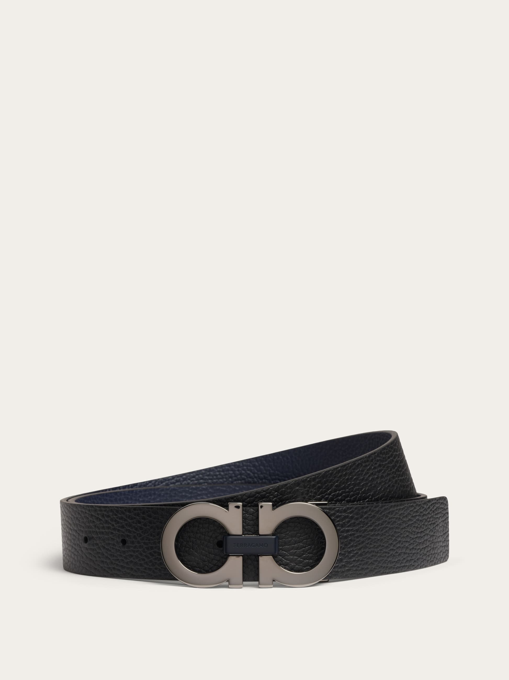 Ferragamo Men Gancini reversible and adjustable belt Blue