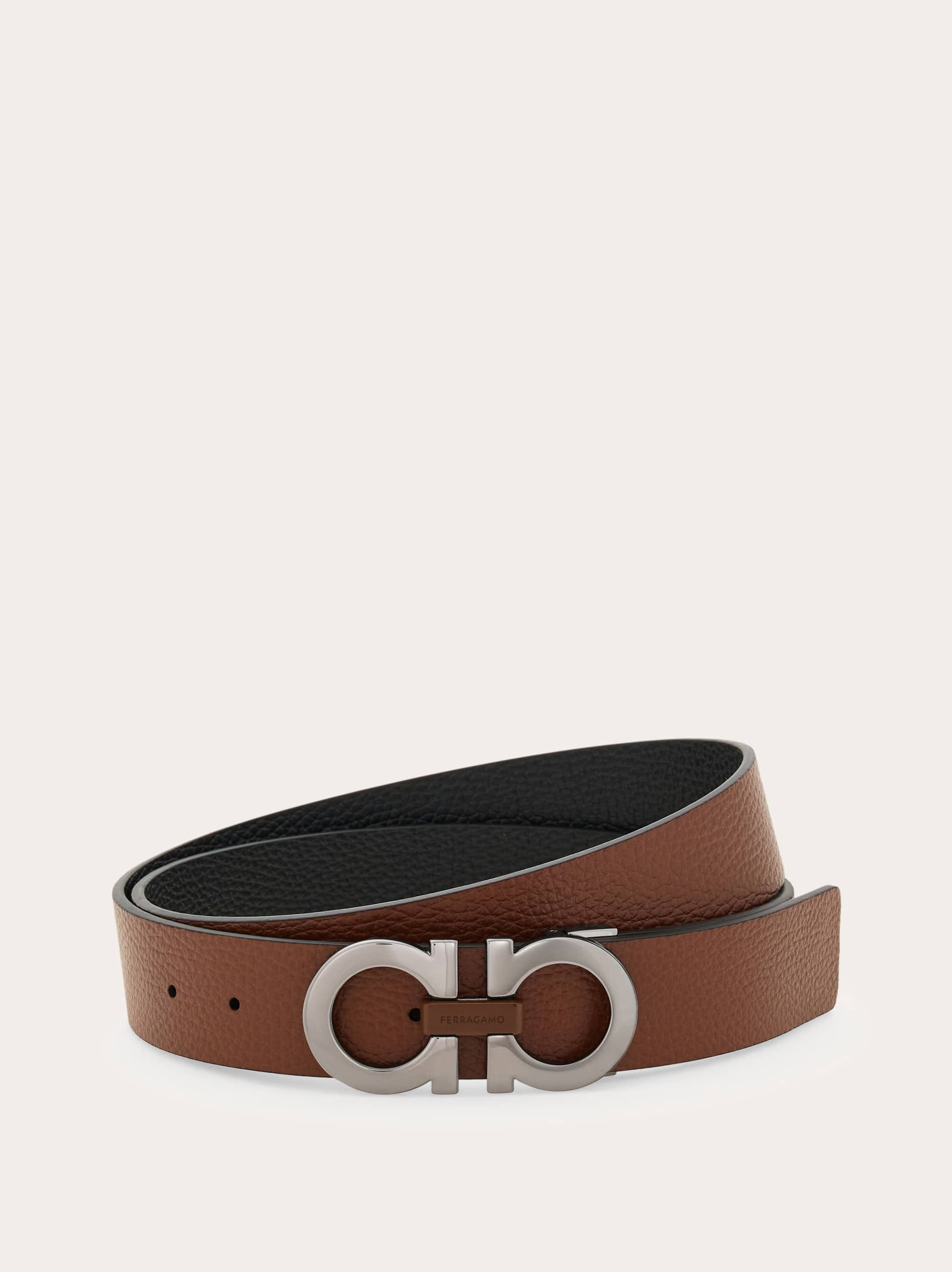 Ferragamo Men Gancini reversible and adjustable belt Brown